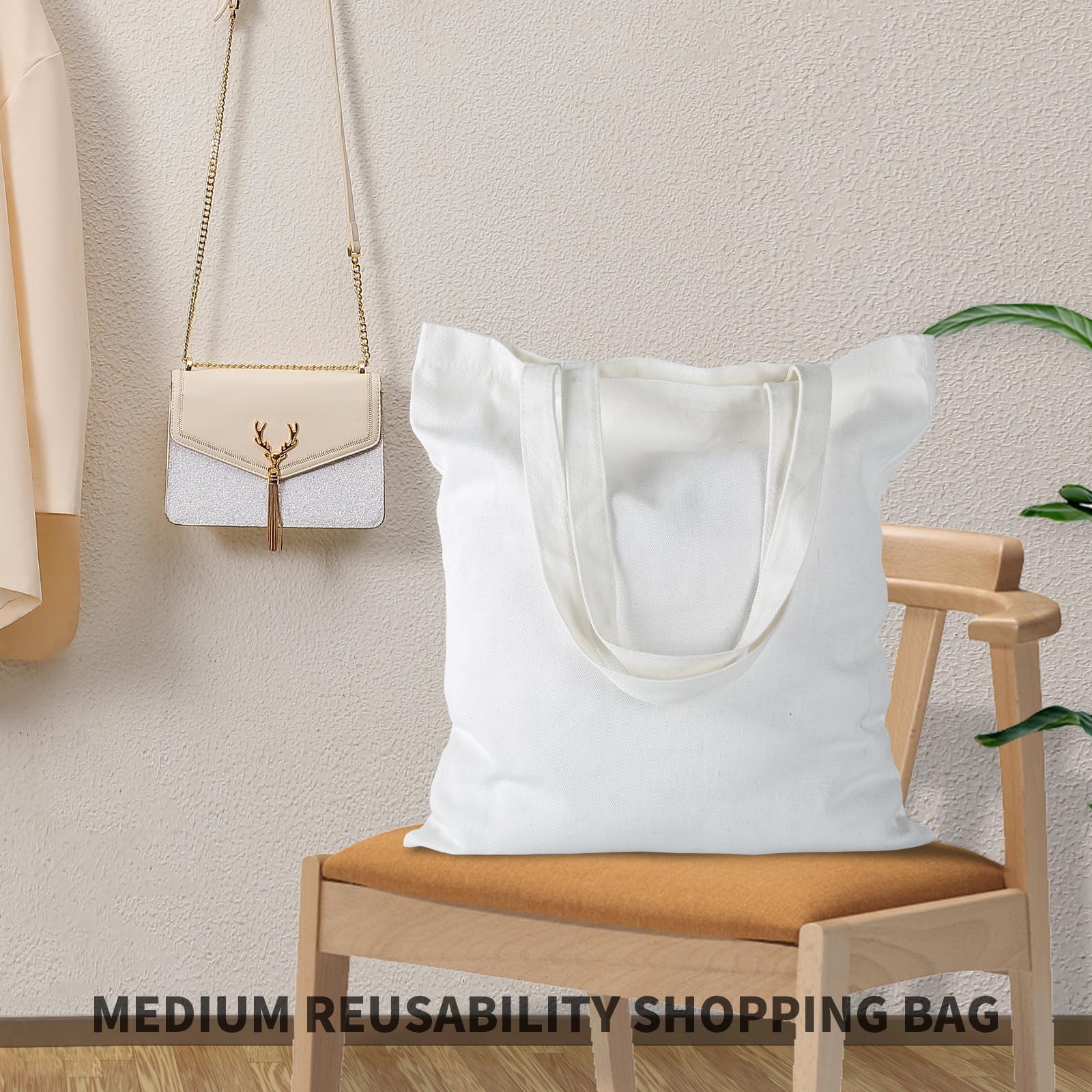 60 Pack Sublimation Tote Bags Blank Canvas Reusable Polyester Grocery Bags for Heat Transfer Vinyl DIY Crafting White, 13x15 Inch