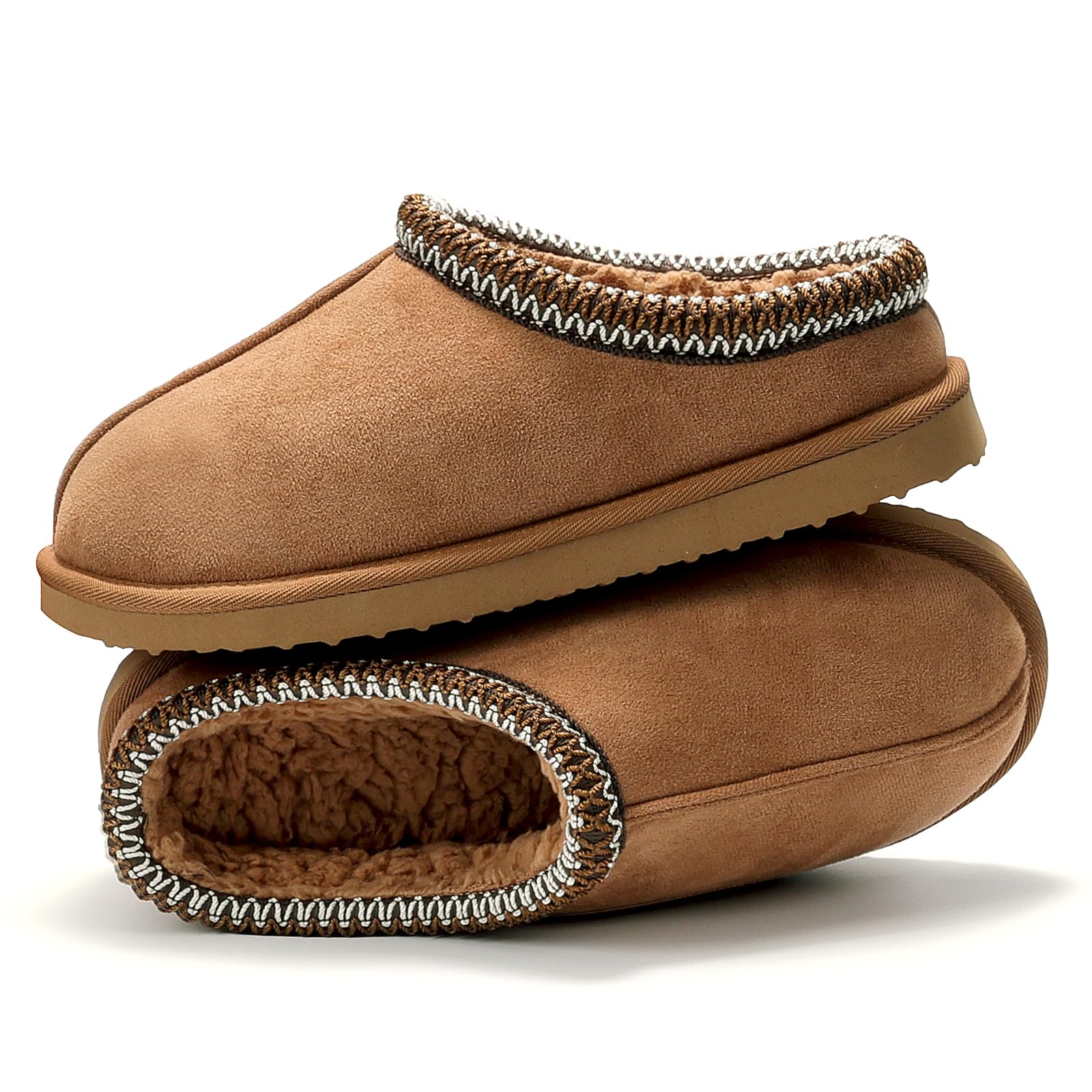 Gdazzio Women's Slippers Fuzzy Cozy Short Ankle Shoes Indoor and Outdoor Mules Furry Warm House Slippers for Woman Cute Fluffy Clogs Chestnut