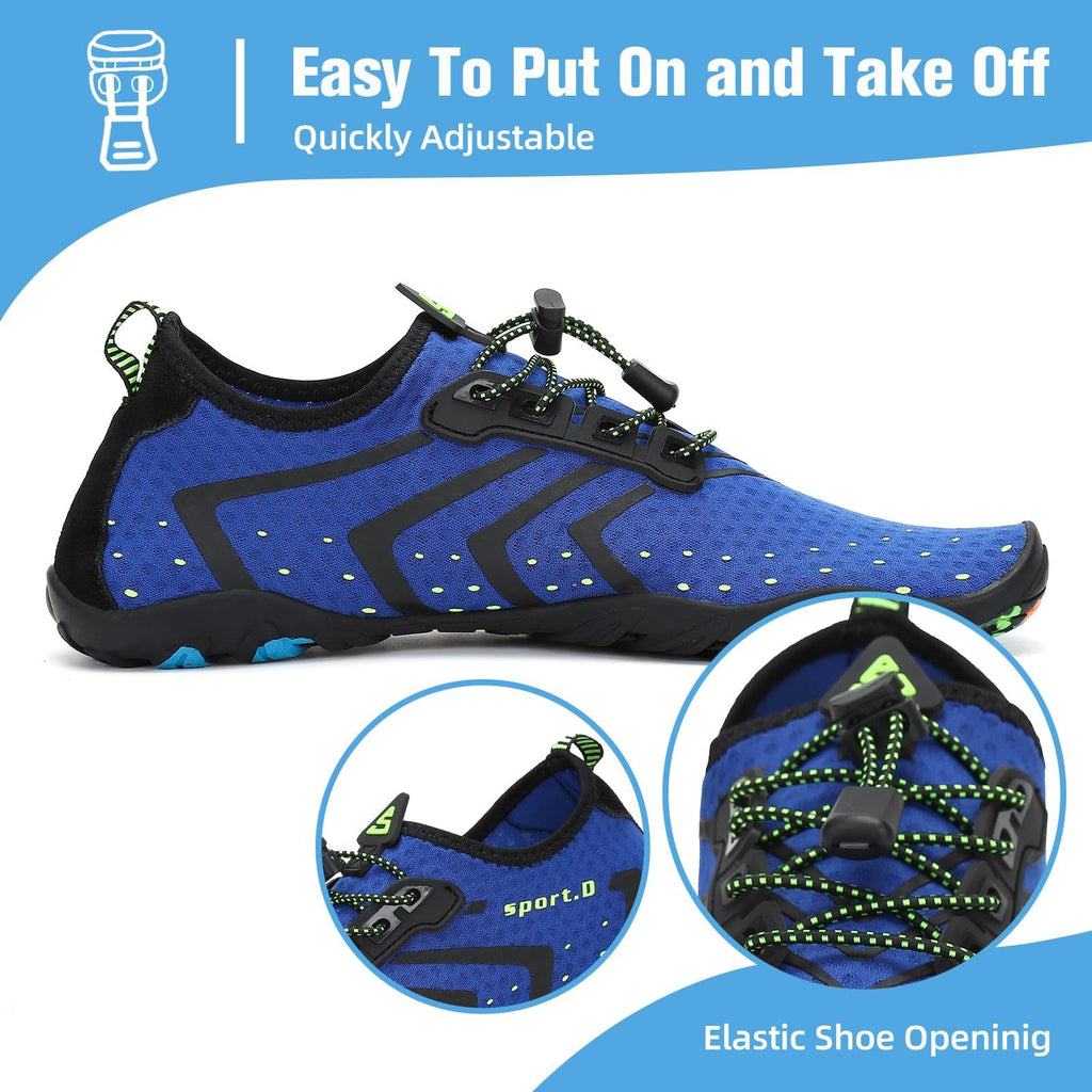 Mishansha Water Shoes for Women Men, Quick-Dry Barefoot Swim Shoes with Drainage Holes, Lightweight Aqua Shoe for Beach Pool River Boating Yoga Walking 8.5 Women/7 Men Cobalt Blue