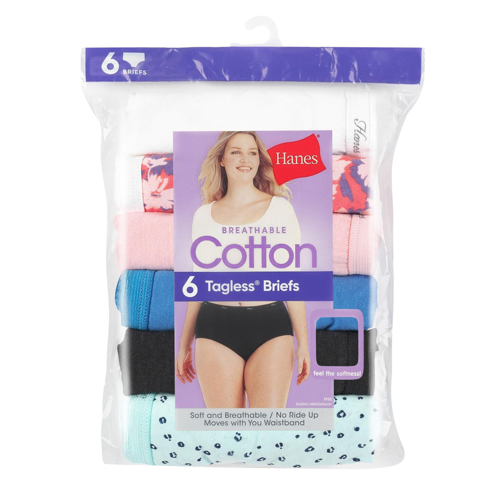 Hanes Womens High-waisted Panties, 6-pack, Moisture-wicking Cotton (Colors May Vary) Briefs-underwear, Solid/Print Mix, 9 US