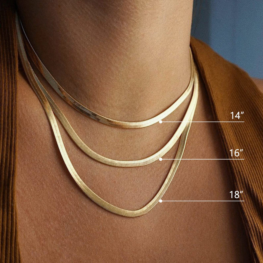 DEARMAY 14K Gold Plated Necklace for Women Dainty Gold Choker Herringbone Necklaces Simple Minimalist Thin Snake Chain Necklace Gold Jewelry Gifts