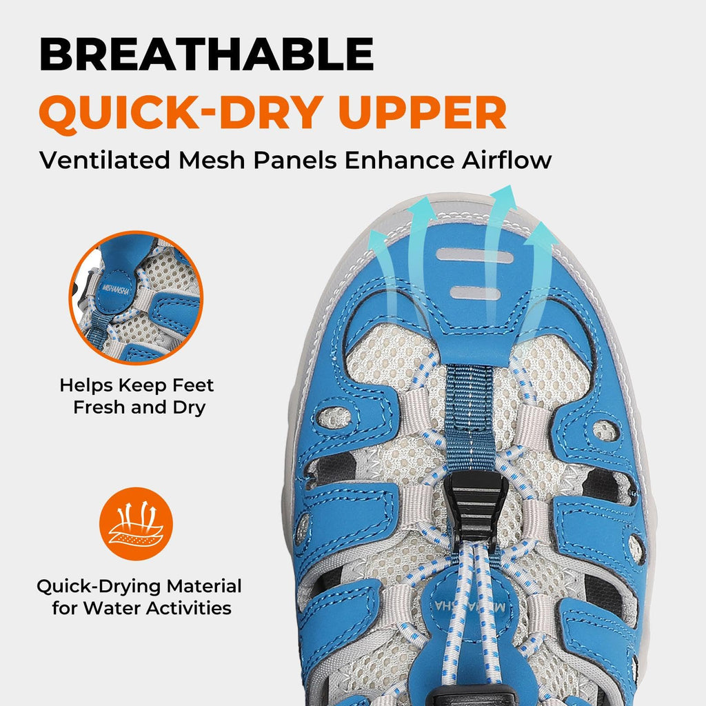 Mishansha Men's Women's Hiking Sandals, Closed Toe Outdoor Water Sandals with Adjustable Strap, Non Slip Sport Sandal for Trail Beach Travel Size 8.5 Women/6.5 Men Blue