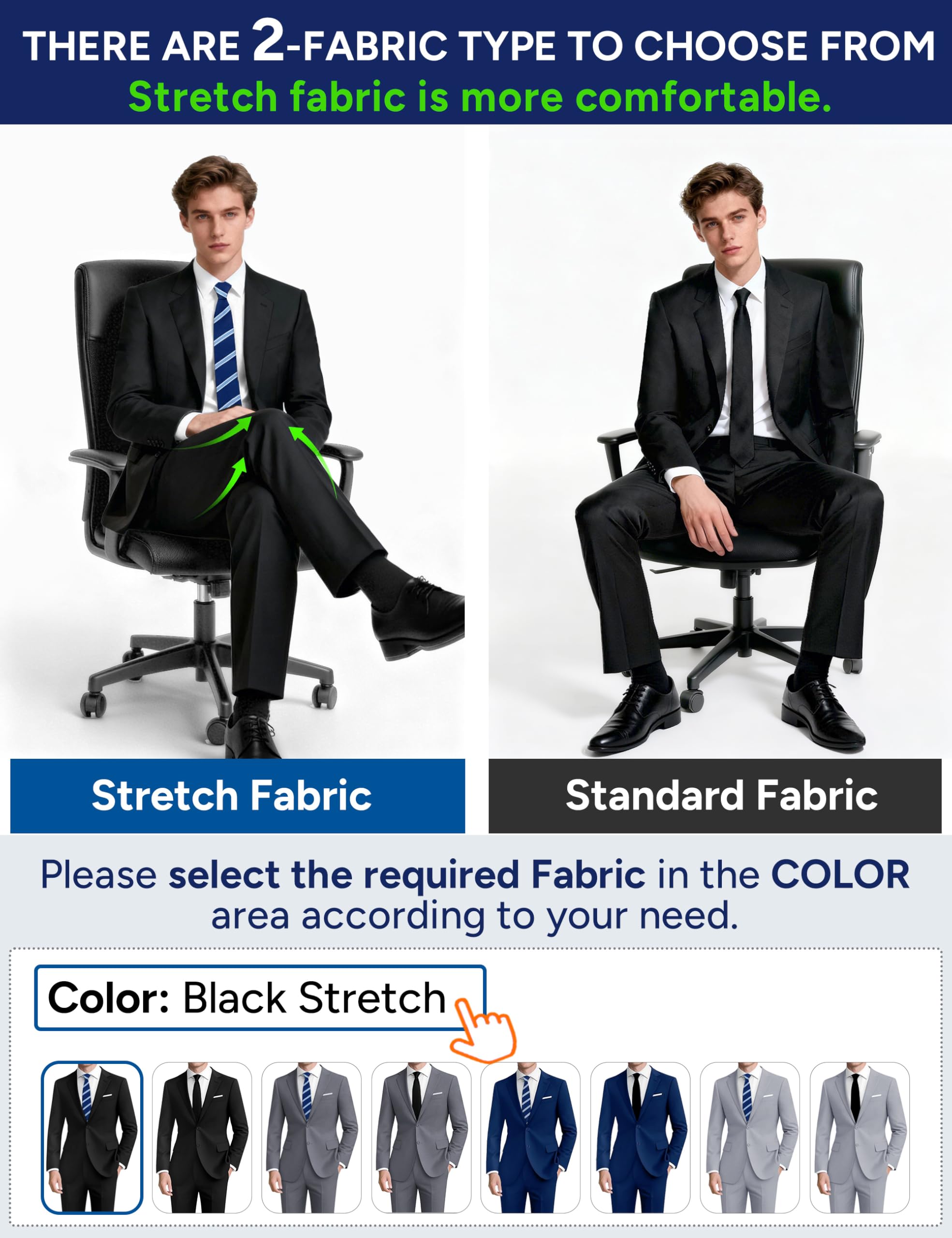 Suits for Men Classic Fit 2 Piece Black Suits Slim Jacket Black Tuxedo for Men Regular Fit for Business Wedding Prom Party (Regular,42R)