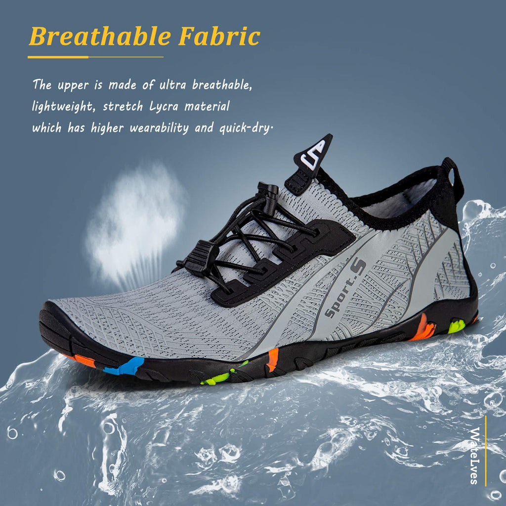 WateLves Water Shoes Mens Womens Beach Swim Shoes Quick-Dry Aqua Socks Pool Shoes for Surf Yoga Water Aerobics (C/Light Gray, 43)