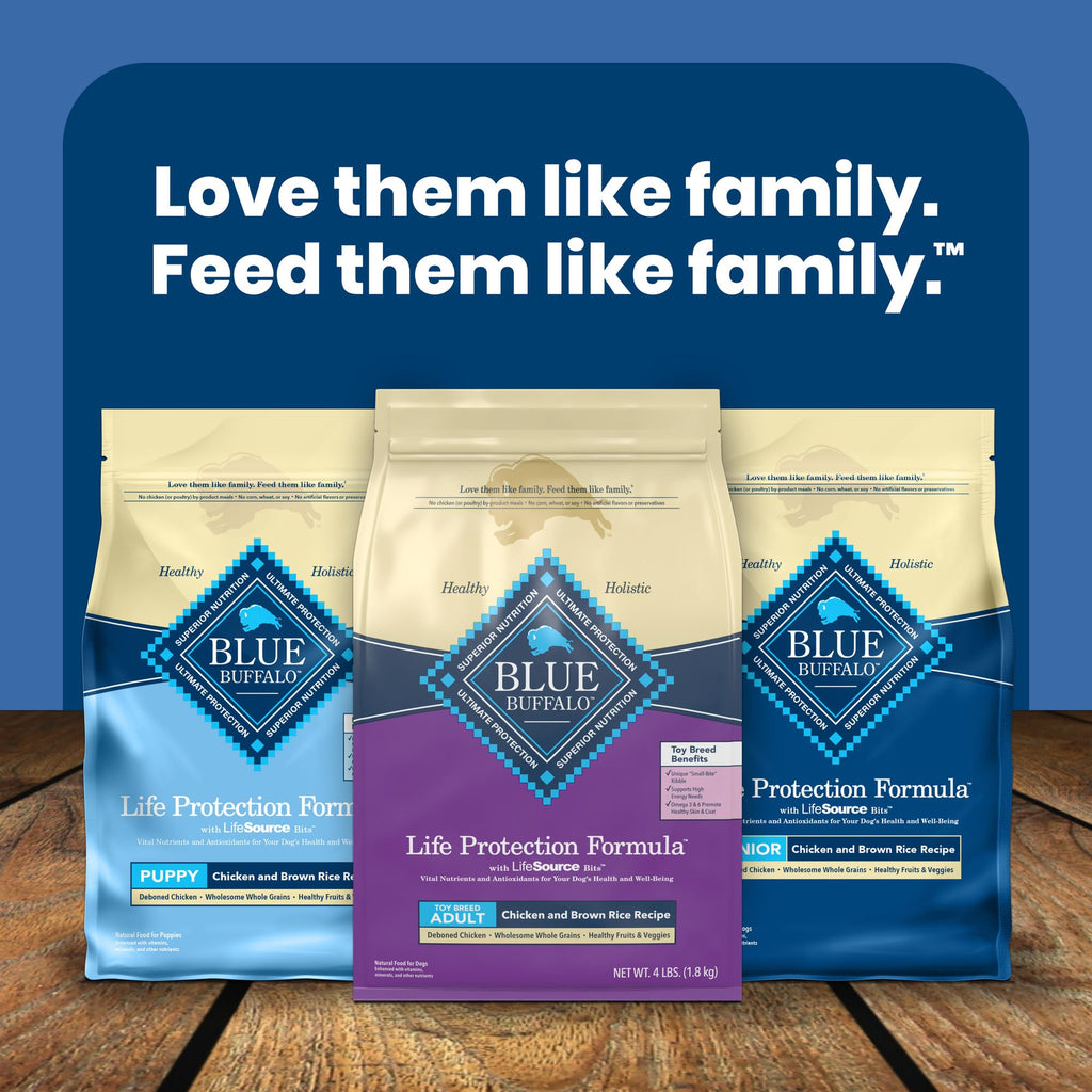 Blue Buffalo Life Protection Formula Toy Breed Adult Dry Dog Food, Supports High Energy Needs, Made with Natural Ingredients, Chicken & Brown Rice Recipe, 4-lb Bag