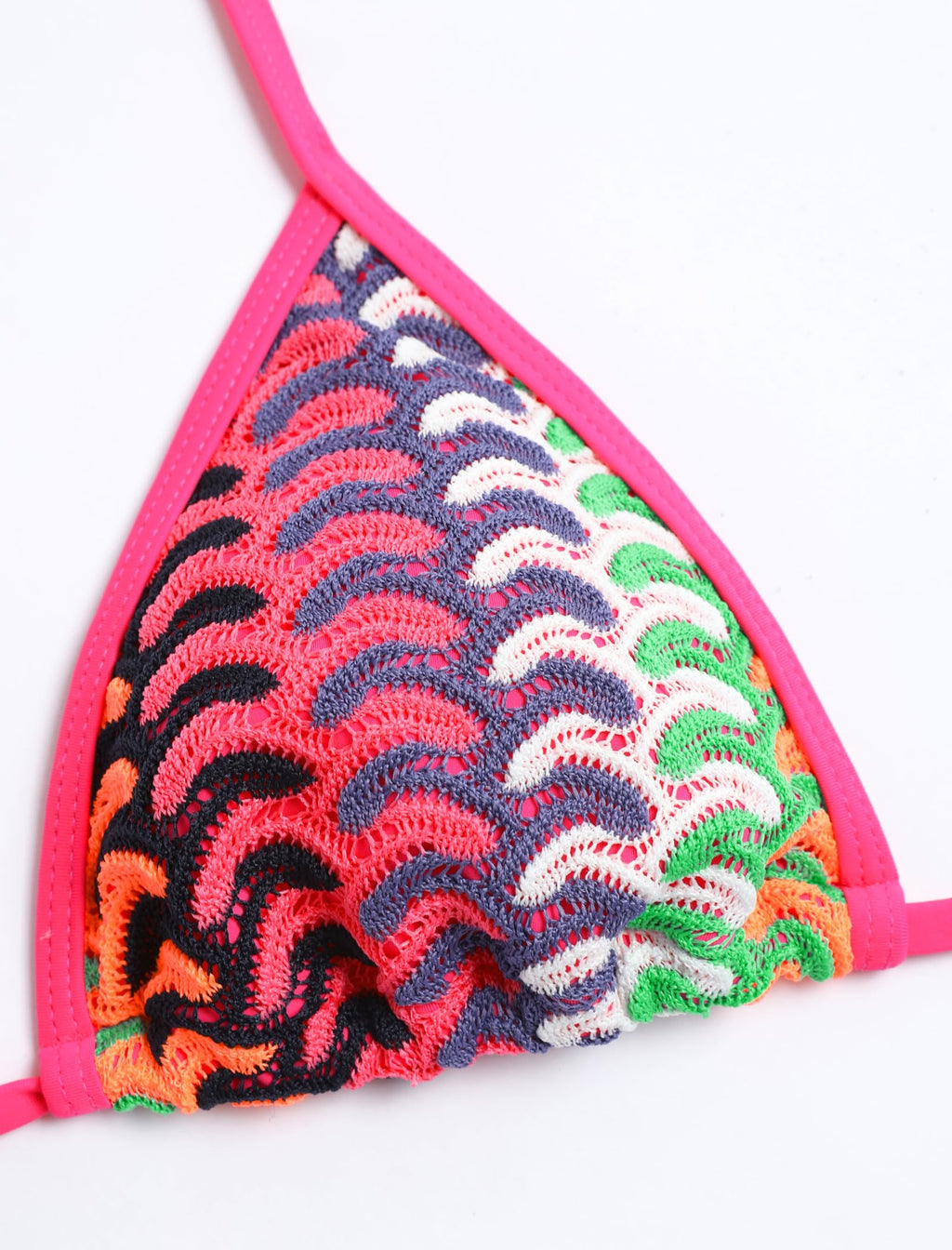 ZAFUL Women's Colorblock Stripes Triangle Halter Tied Cheeky Thong Bikini Set High Cut Two Piece Bathing Suit (2-P-Pink, M)