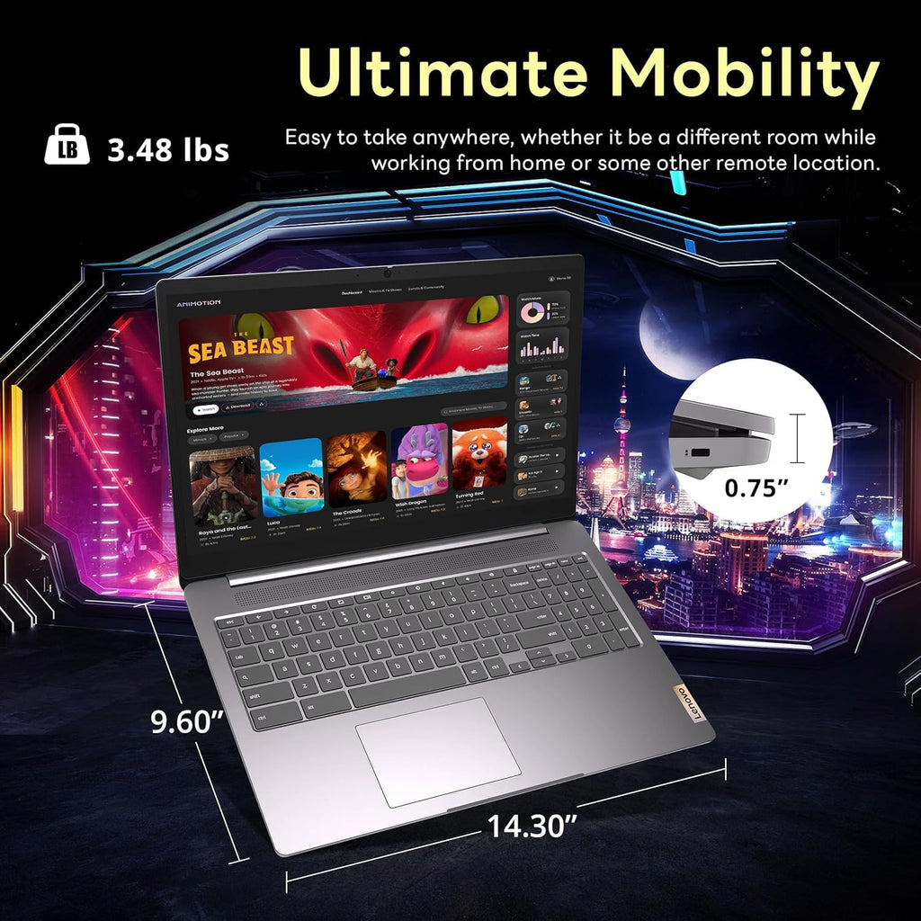 Lenovo Chromebook Premium 15.6" FHD Slim Light Laptop Computer Business & Student, Intel Celeron N4500, 4GB RAM, 192GB Storage (64GB eMMC+ 128GB Card), WiFi 6, Long Battery, Chrome OS HubxcelAccessory