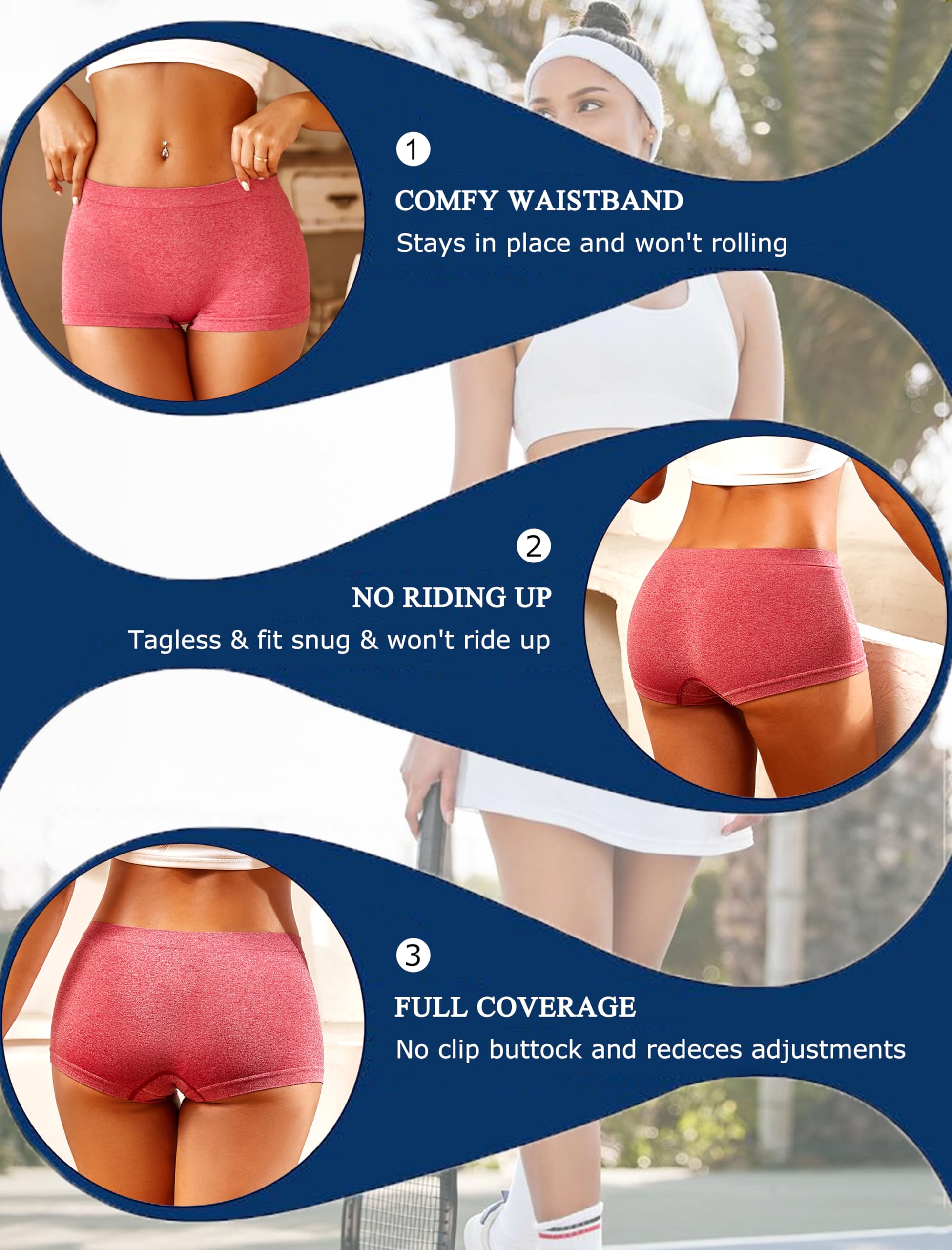 Sth Big Womens Boyshorts Underwear Seamless Boxer Briefs Full Coverage Soft Stretch Boxer Shorts For Women 4 Pack