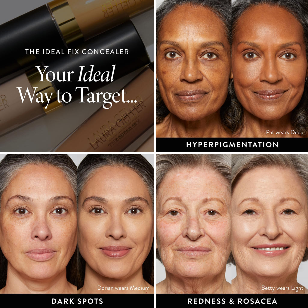 LAURA GELLER NEW YORK The Ideal Fix Concealer - Porcelain - Buildable Medium to Full Coverage Liquid Concealer - Covers Under Eye Dark Circles & Blemishes - Long-Lasting