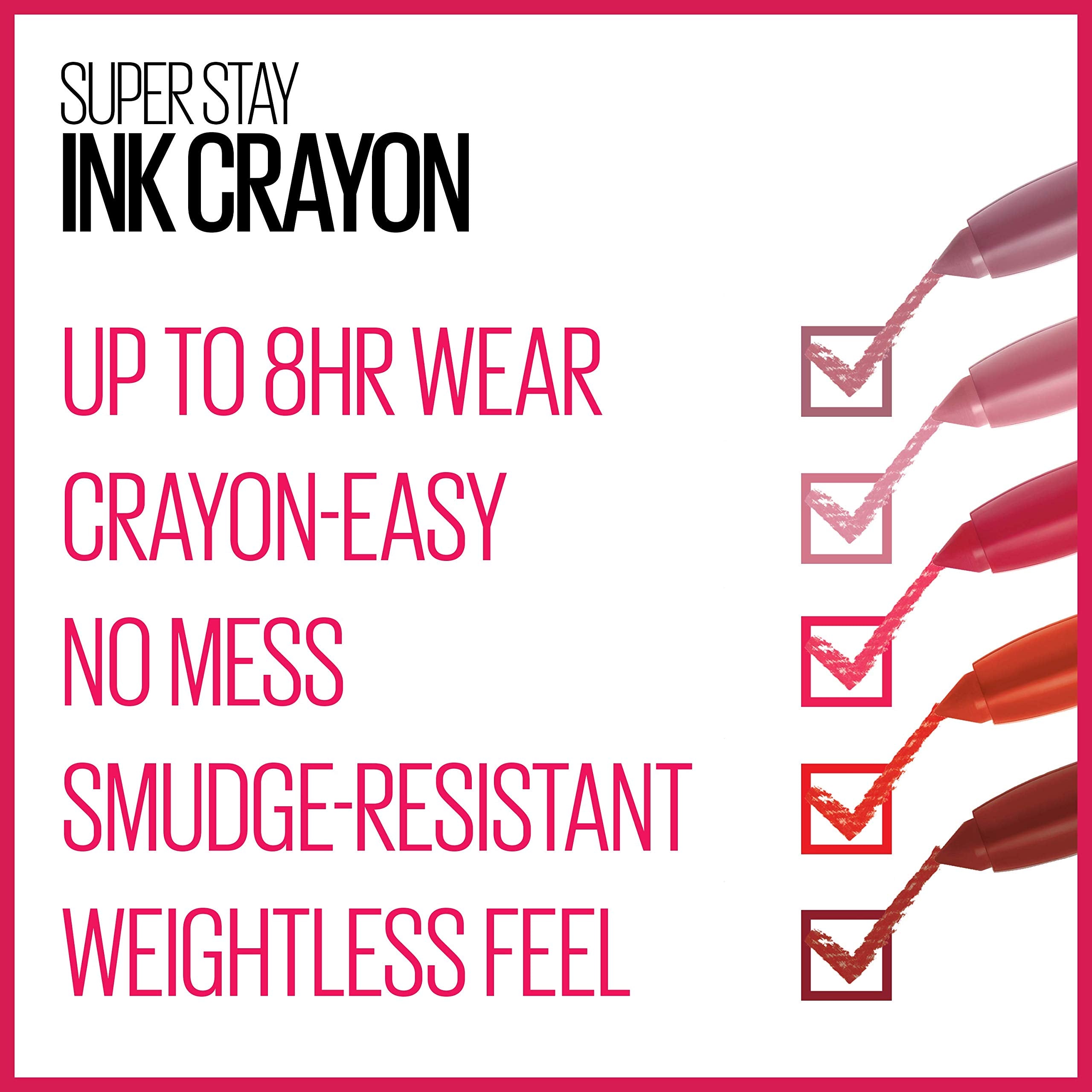 Maybelline Super Stay Ink Crayon Lipstick Makeup, Precision Tip Matte Lip Crayon with Built-in Sharpener, Longwear Up To 8Hrs, Stay Exceptional, Purple Beige, 1 Count