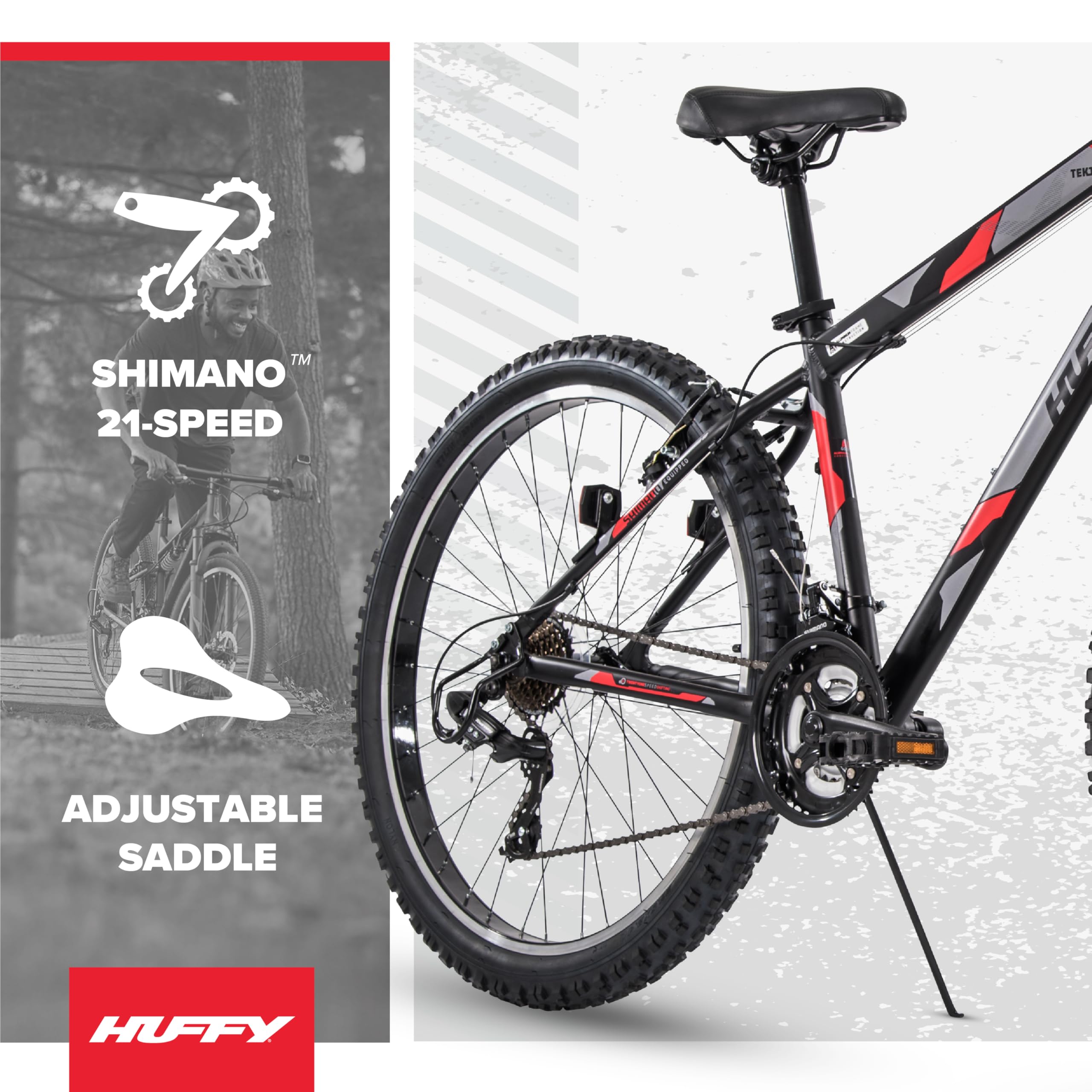 Huffy Mountain Bikes for Men, 26/27.5 Inch Sizes, Suspension Available, Fat Tire Option, Sleek Graphics, Disc Brakes Available, Adjustable Comfort Saddle