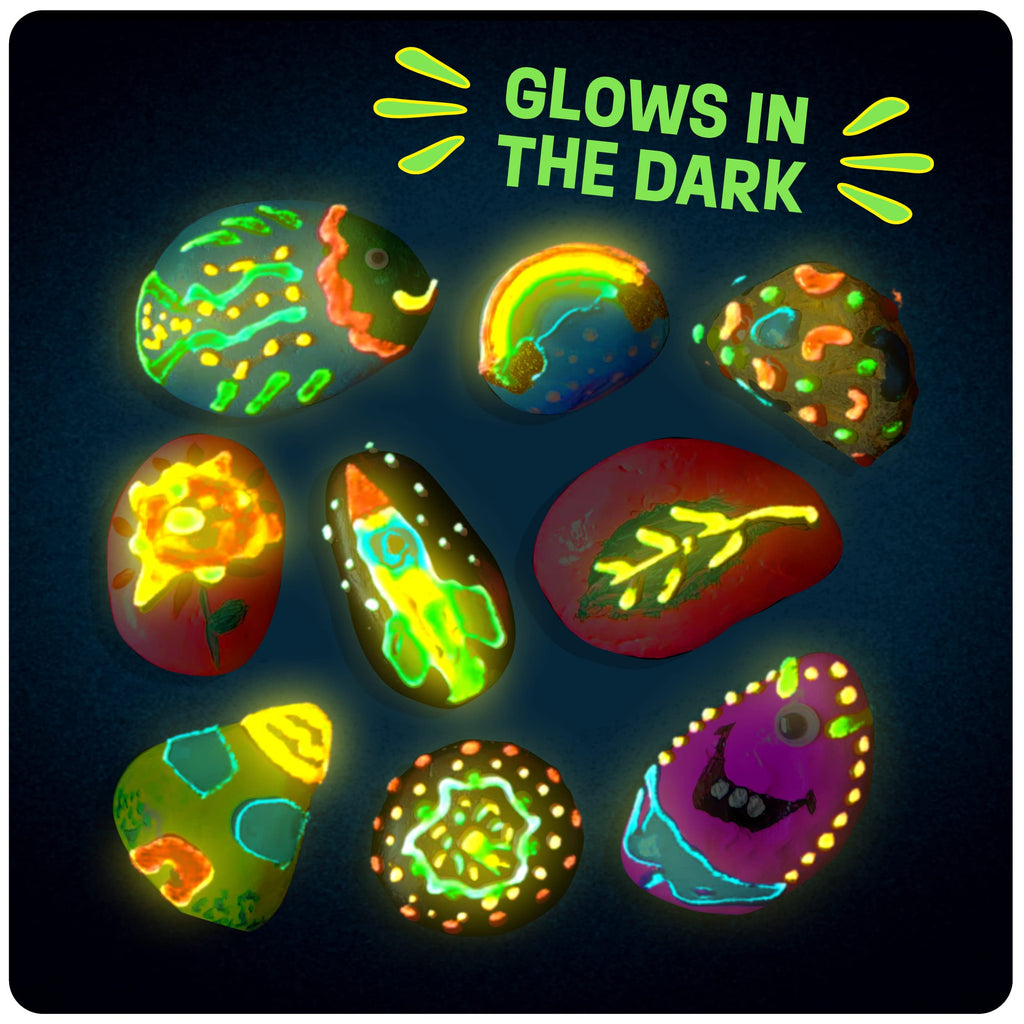 Dan&Darci Kids Rock Painting Kit - Glow in The Dark - Easter Gifts Arts & Crafts for Boys and Girls Ages 6-12 - Craft Activities Kits - Creative Art Toys for 6, 7, 8, 9, 10, 11 & 12 Year Old Kid