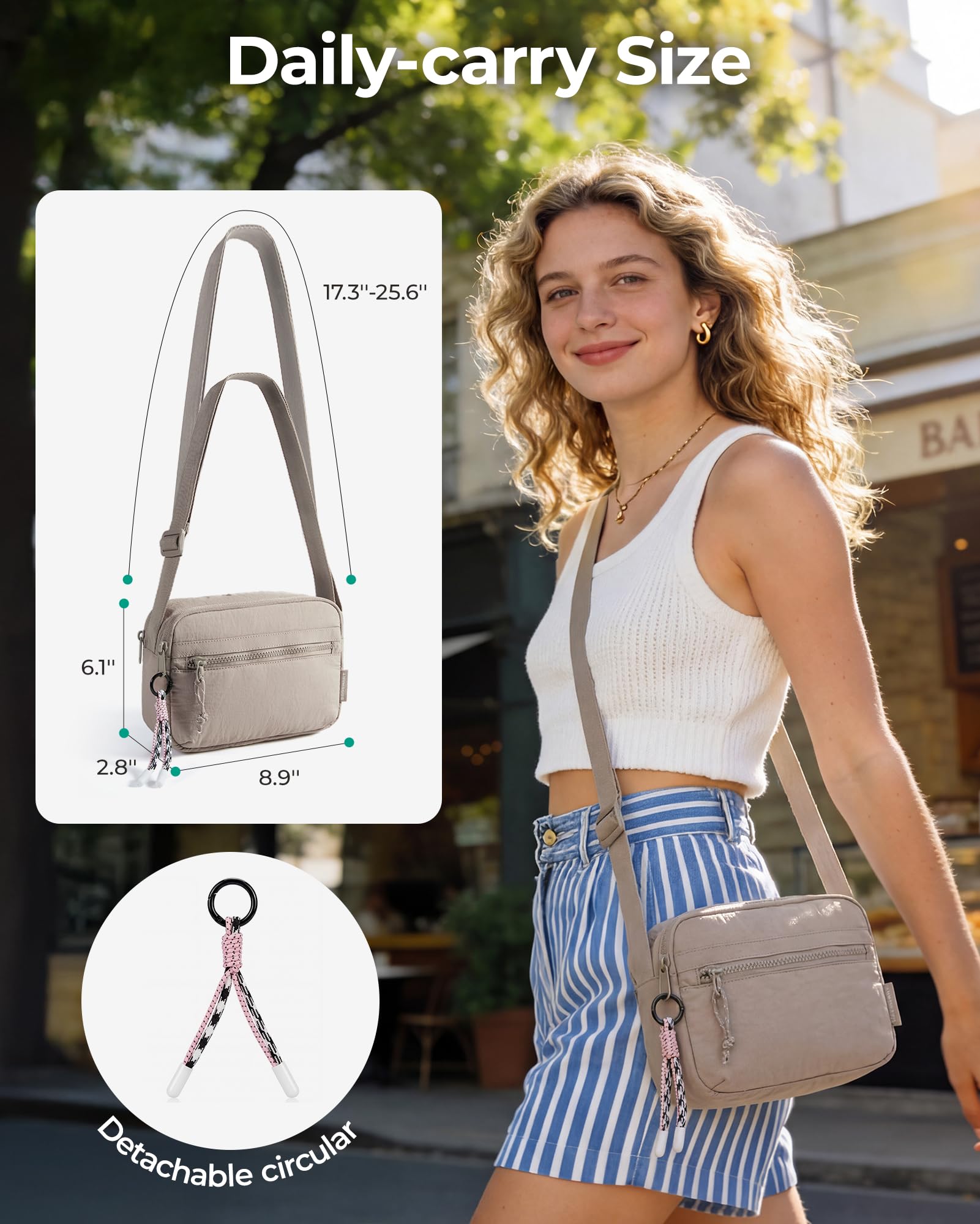 BAGSMART Cross Body Purse, Small Crossbody Bags for Women Travel Purse, Casual Shoulder Handbag Wallet, Camel