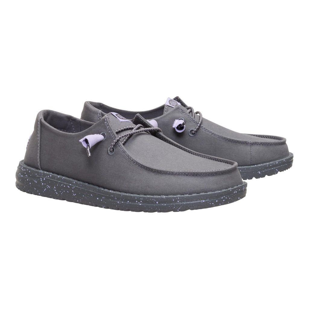 HEYDUDE Wendy Canvas Dark Grey Size 8, Women’s Shoes, Slip-on Loafers, Comfortable & Light-Weight