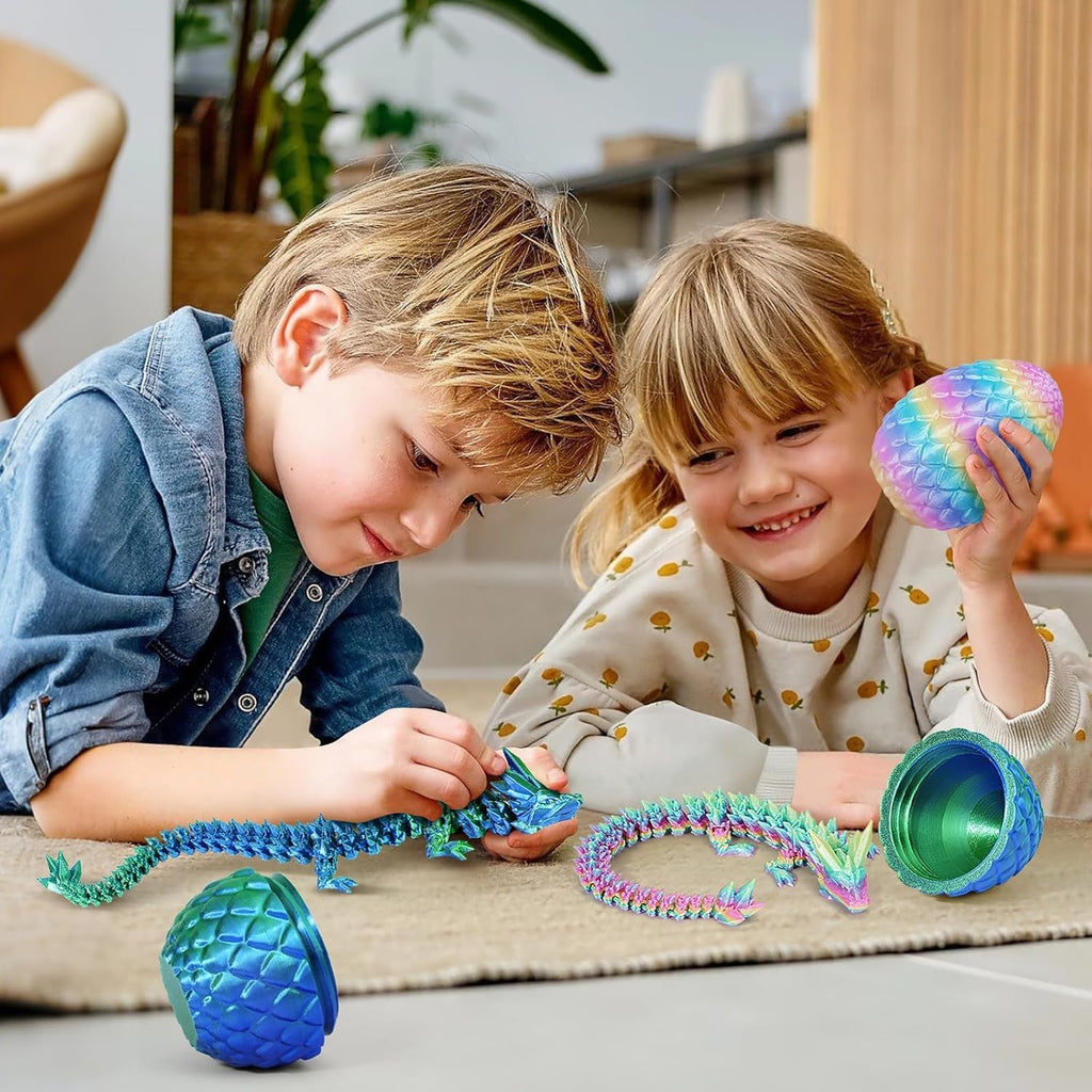 Rapean 6 Pack 3D Printed Dragon Eggs with Dragon Inside Easter Basket Stuffers, Mini Mystery Crystal Easter Toys, Home Desk Decor Surprise Gift 3D Printed Animals Fidget Toys