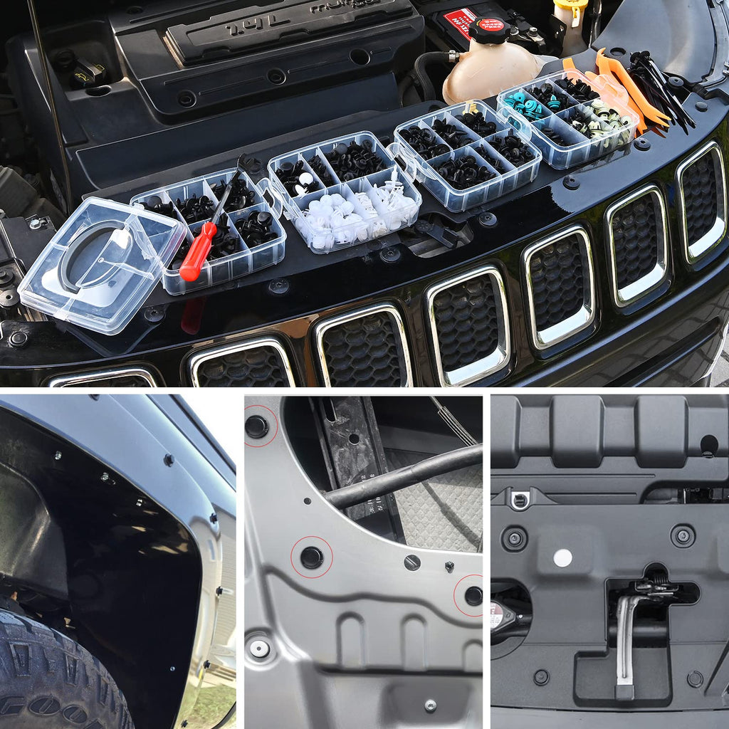 GOOACC 845Pcs Car Push Retainer Clips Auto Fasteners Assortment 24 Most Popular Sizes Nylon Bumper Fender Rivets with 10 Cable Ties and Fasteners Remover for GM Ford Lexus Honda Chrysler Mazda