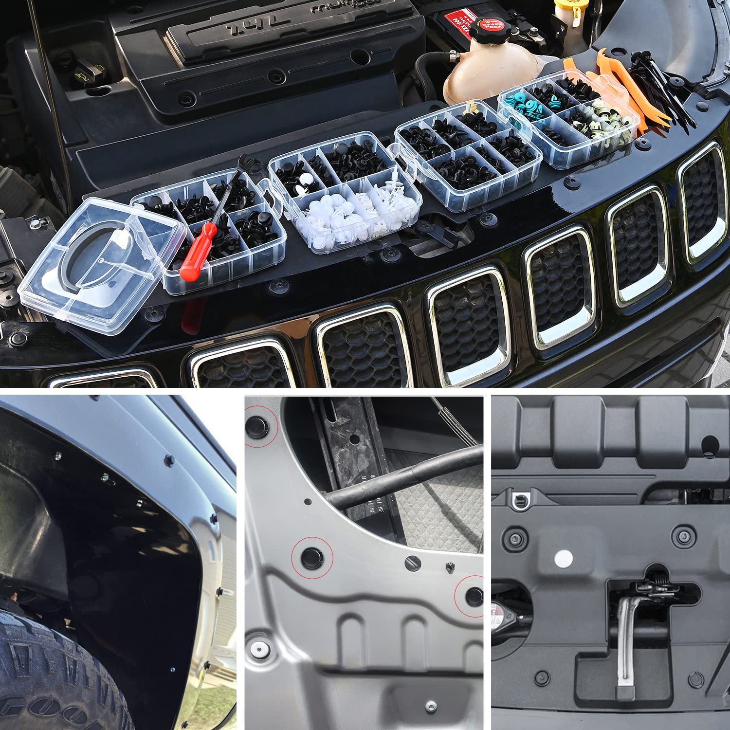 GOOACC 845Pcs Car Push Retainer Clips Auto Fasteners Assortment 24 Most Popular Sizes Nylon Bumper Fender Rivets with 10 Cable Ties and Fasteners Remover for GM Ford Lexus Honda Chrysler Mazda