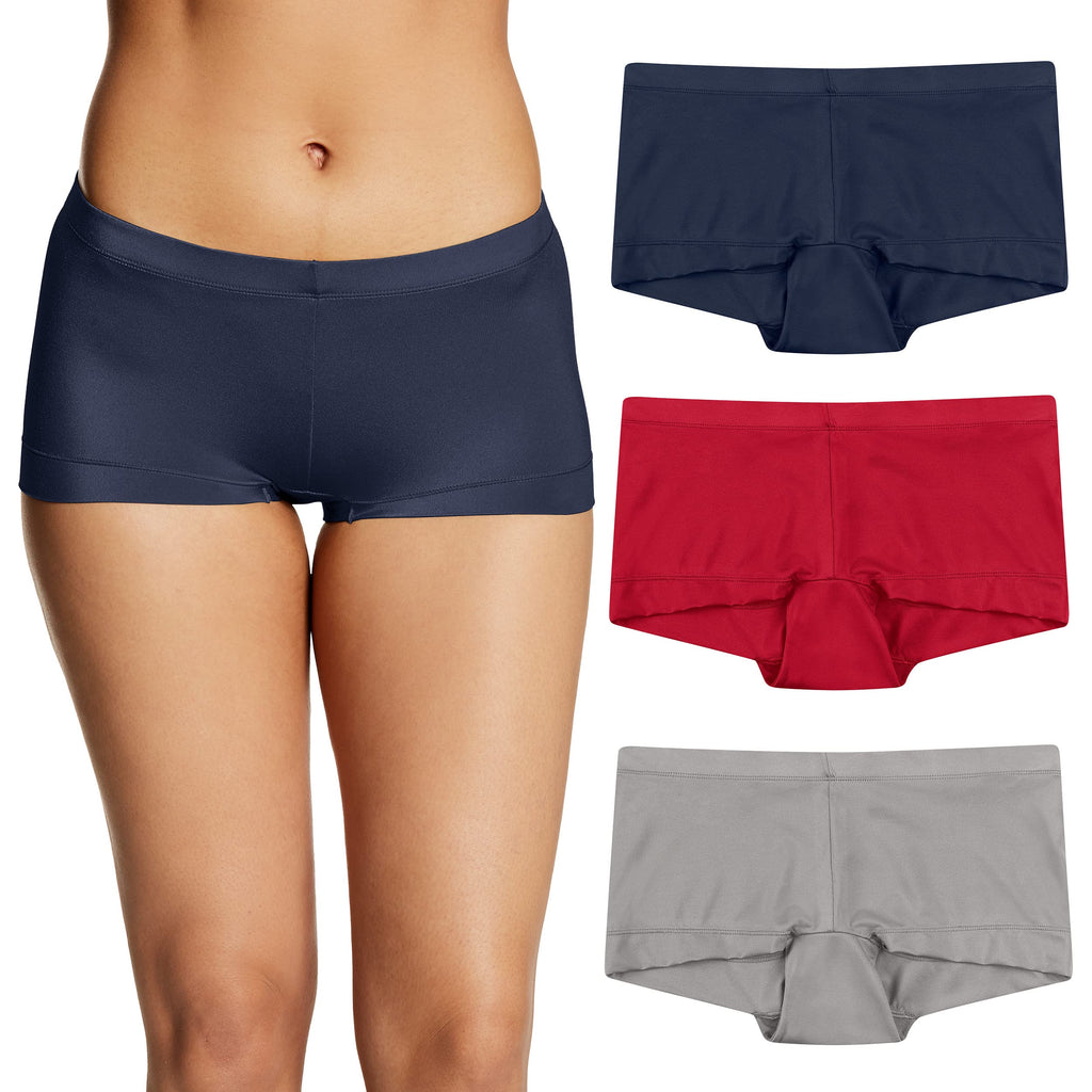 Maidenform Women's Underwear Boy Shorts Pack, 3-Pack, Microfiber Boy short Underwear Women Pack, Coverage Panties for Women