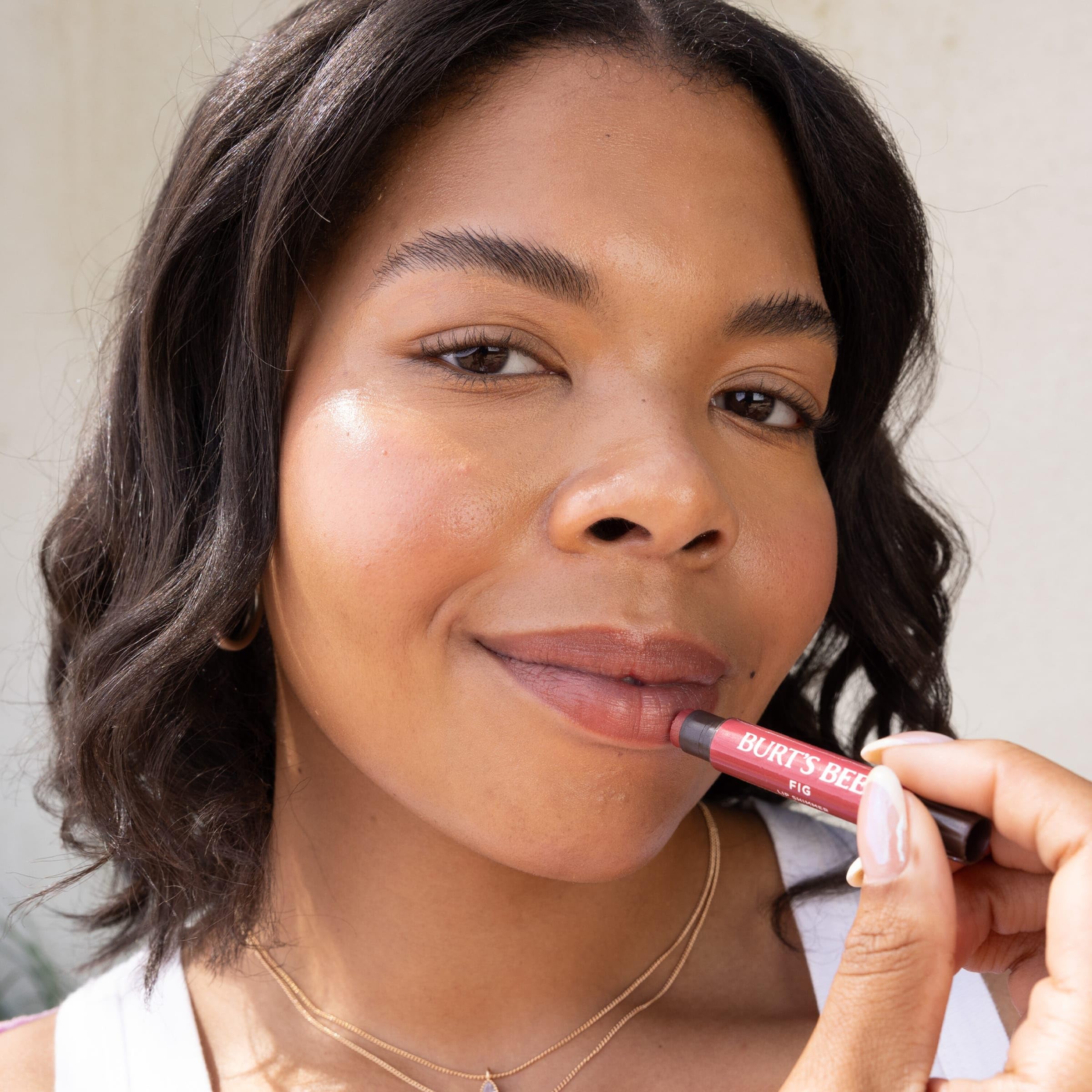Burt's Bees Shimmer Lip Tint Set for Valentine's Day Gifts, Tinted Lip Balm Stick, Moisturizing for All Day Hydration with Natural Origin Glowy Pigmented Finish & Buildable Color, Caramel (4-Pack)