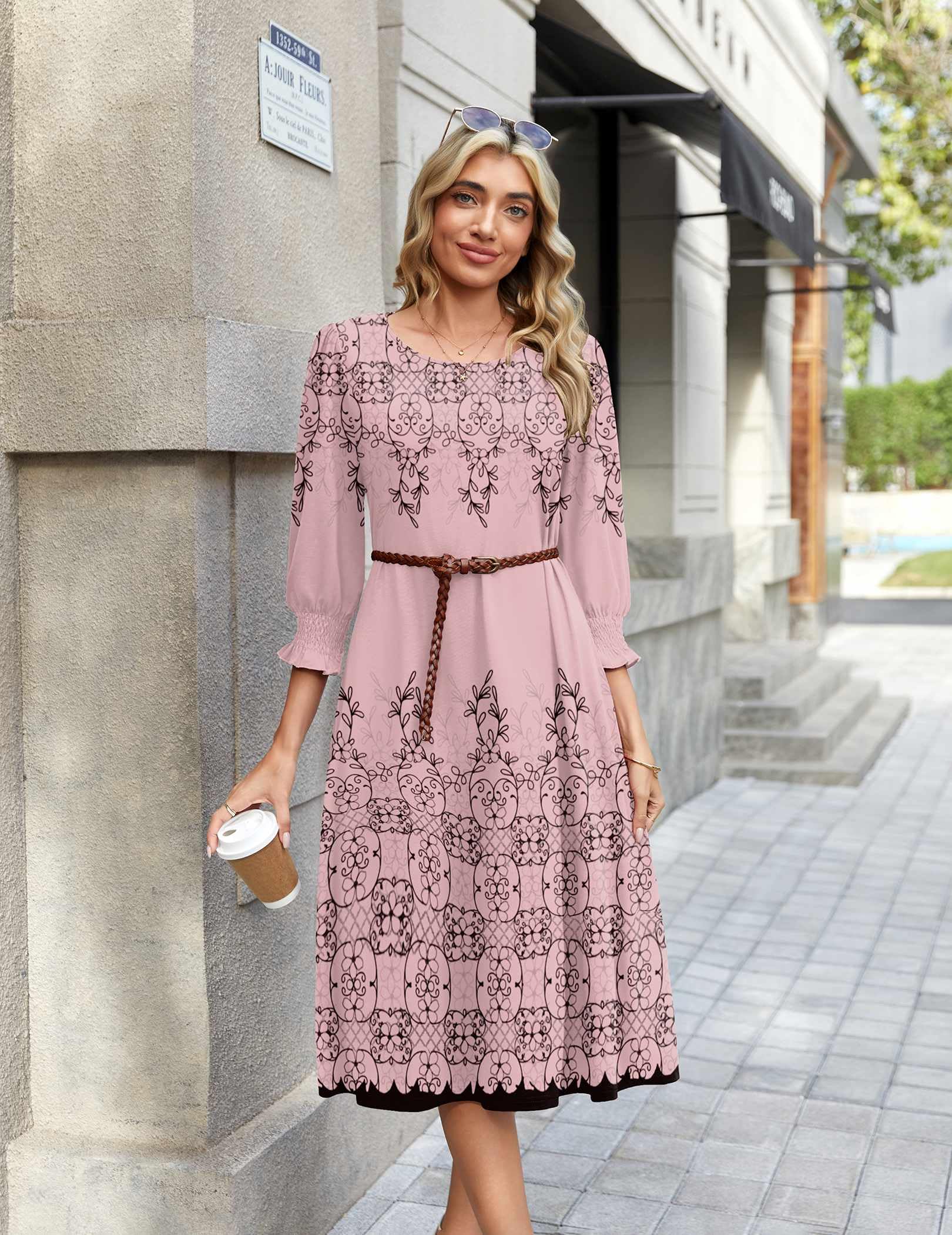 Zeagoo Casual Dresses for Women 2026 Plus Size Summer Womens Dresses Floral Dress with Pockets 3/4 Sleeve Dress Floral-589 XXL