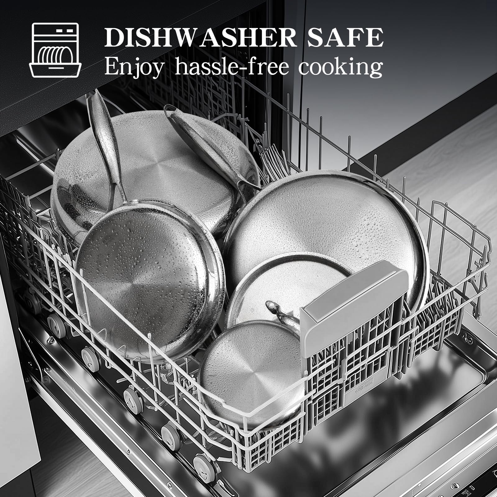 EWFEN Stainless Steel Cookware Set, 3 Ply 17 Piece Stainless Steel Pot and Pan Set, Oven Dishwasher Safe | Induction Compatible Frying Pans, Saucepans, Saute Pan & Stock Pot, PFOA, PTFE & PFOS Free