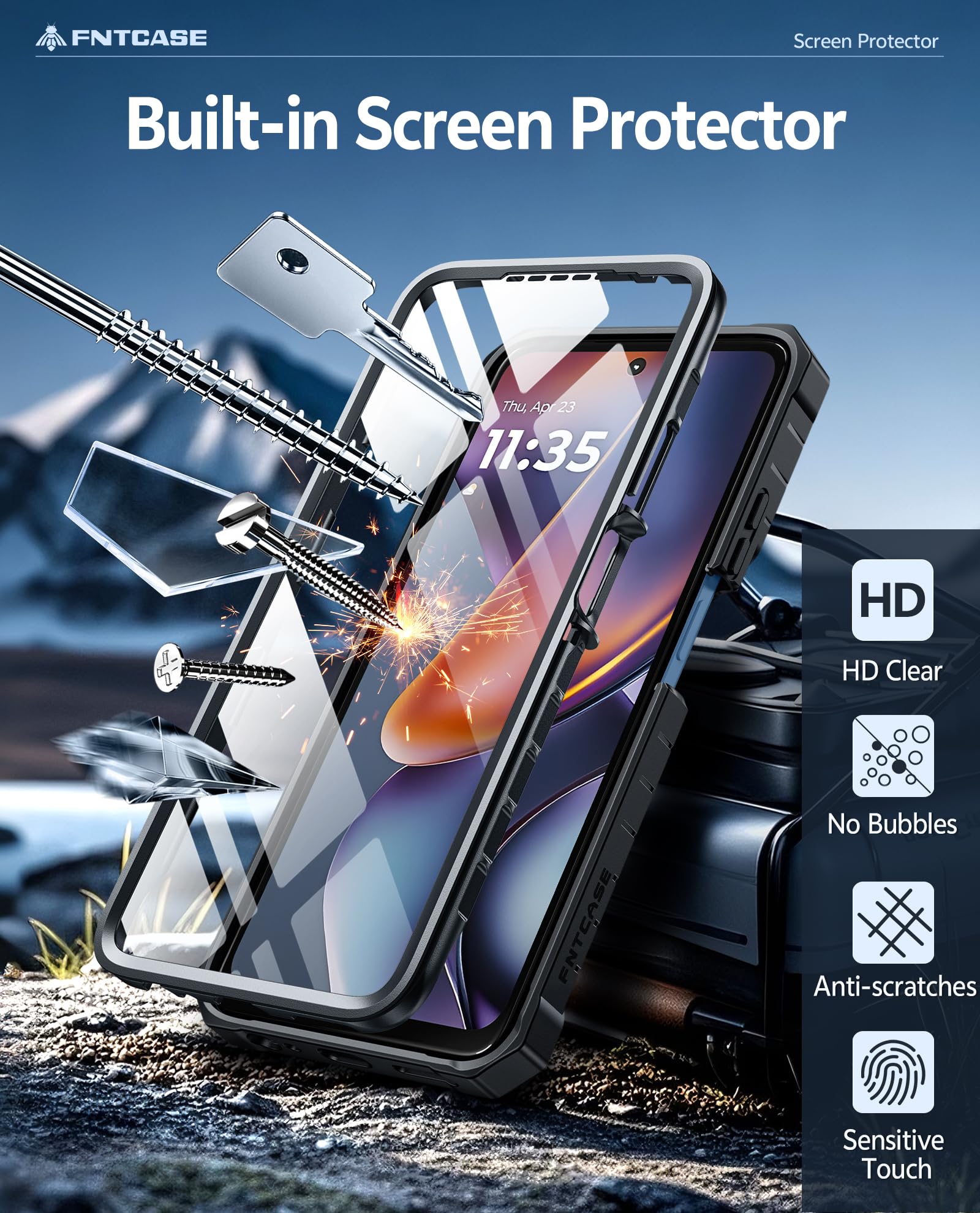 FNTCASE for Moto-G 2026/2025 Case: for Motorola Moto G Play 2026 5G Military Grade Cell Phone Cover with Kickstand & Belt Clip Holster Matte Textured Rugged Shockproof Protector Black