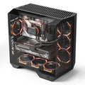 darkFlash Full-Tower ATX Gaming PC Case, Back Plug-in Motherboard, Vertical GPU Mounting, Dual-Chamber, Panoramic Glass, Up to 2 x 360mm Radiators, RTX 40 Compatible(DY470) (4 PWM ARGB Fans, Black)