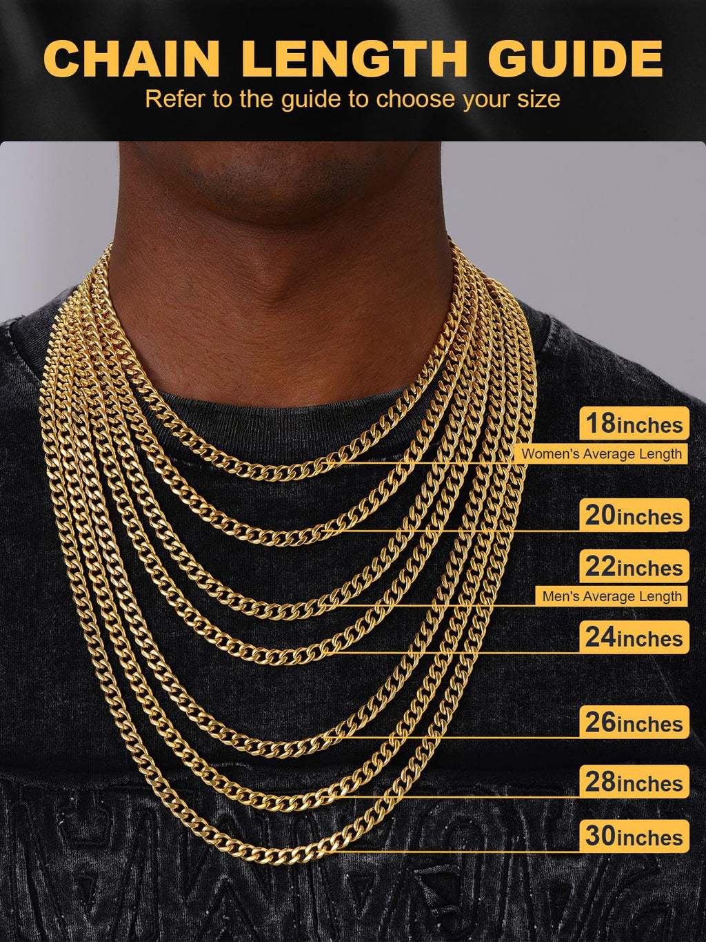 U7 mens, womens,boys, girls Curb Chain Necklace 18K Gold Plated Stainless Steel 9mm Wide Chunky Hip Hop Jewelry Strong Cuban Link Chain 18