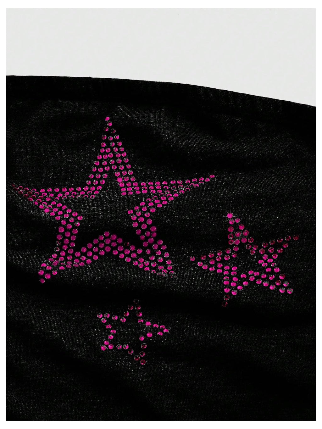 WDIRARA Women's Star Rhinestone Ruched Strapless Crop Tube Top Y2k Graphic Bandeau Tops Black Star Large