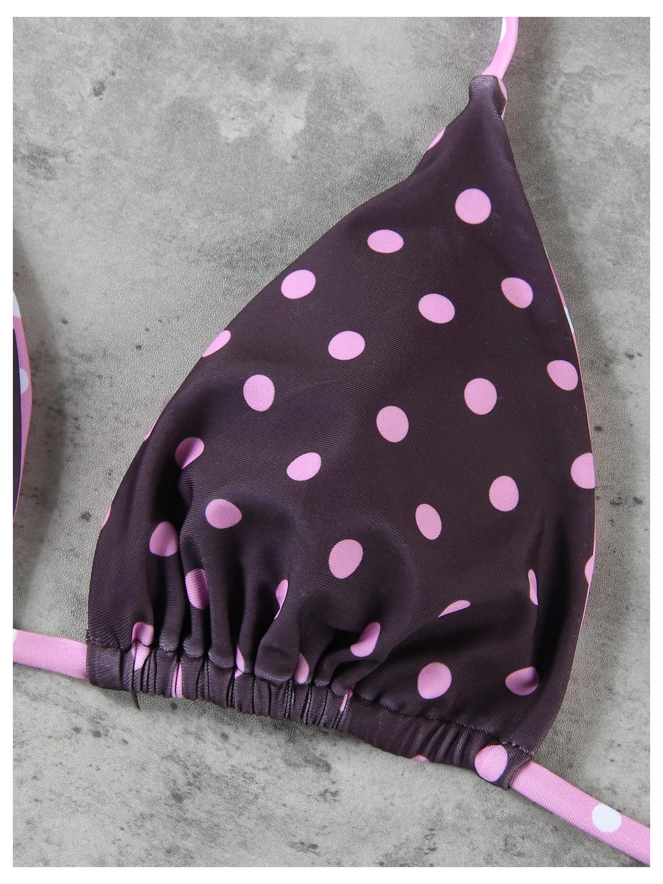 WDIRARA Women's Polka Dots Bikini Set 3 Piece Triangle Swimsuit Halter Thong Bathing Suit Black X-Large