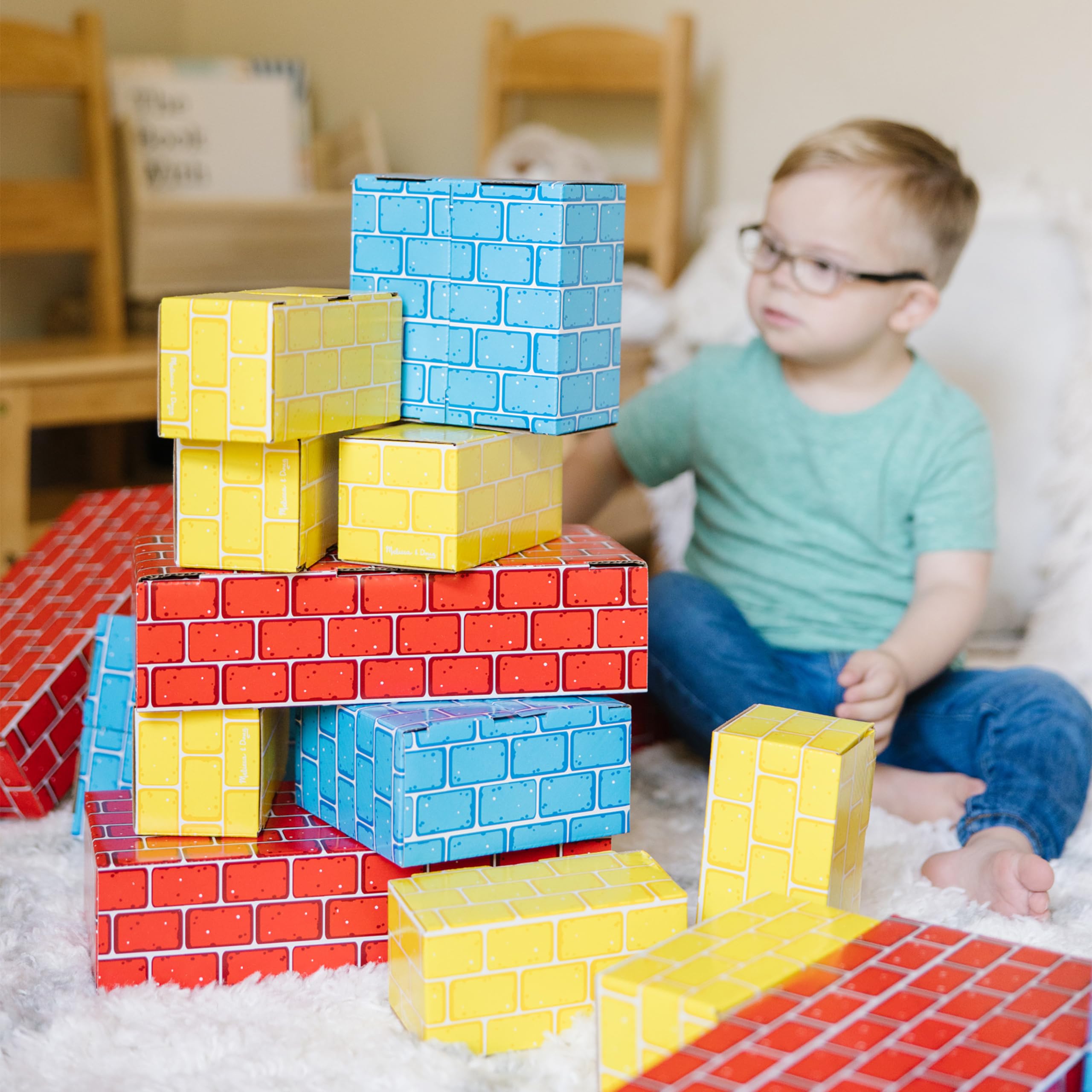 Melissa & Doug Jumbo Extra-Thick Cardboard Building Blocks - 40 Blocks in 3 Sizes