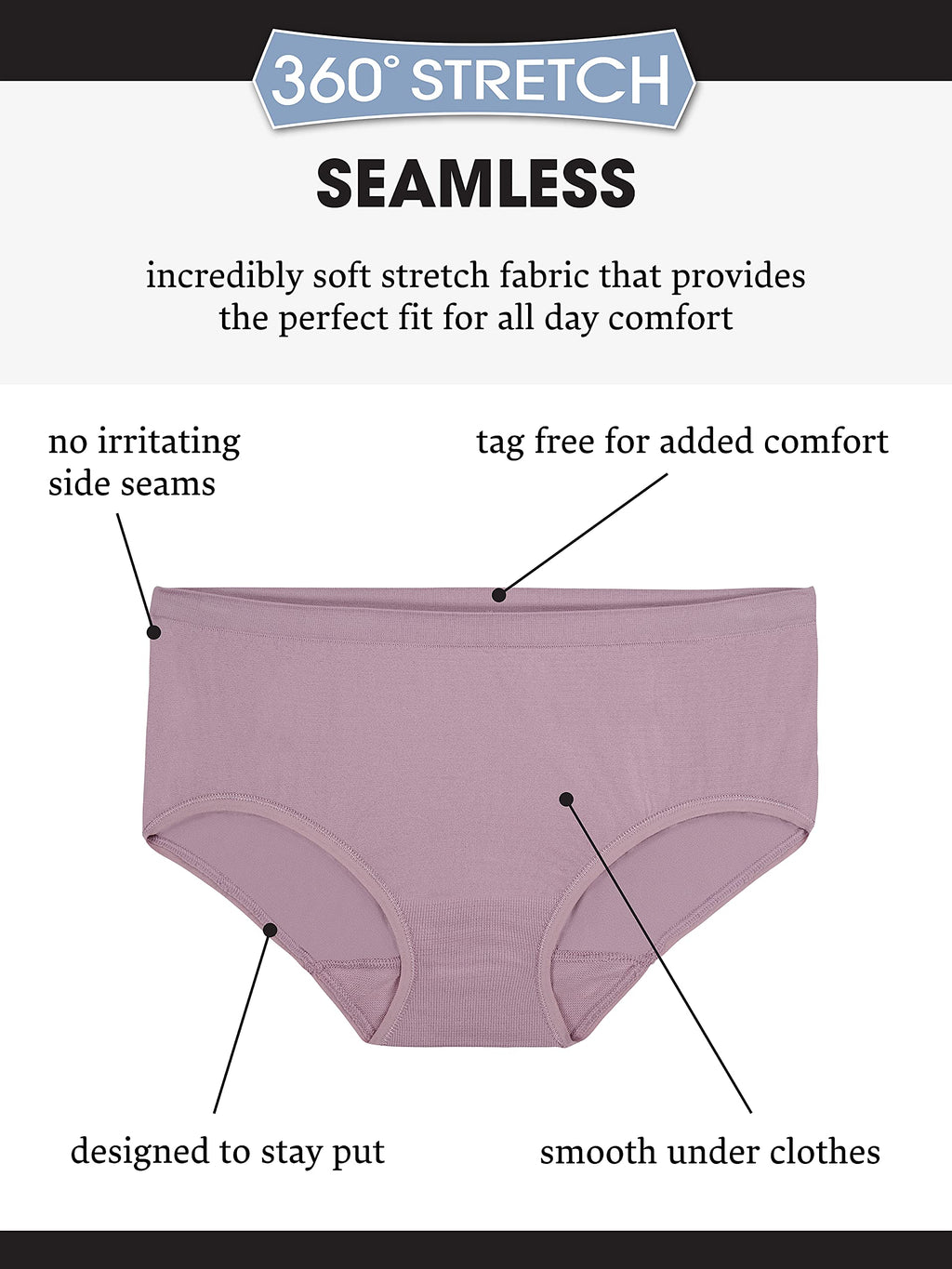 Fruit of the Loom womens 6 Pack Seamless Underwear Multipack Briefs, Hi Cut - Pack Assorted Colors, 10 US