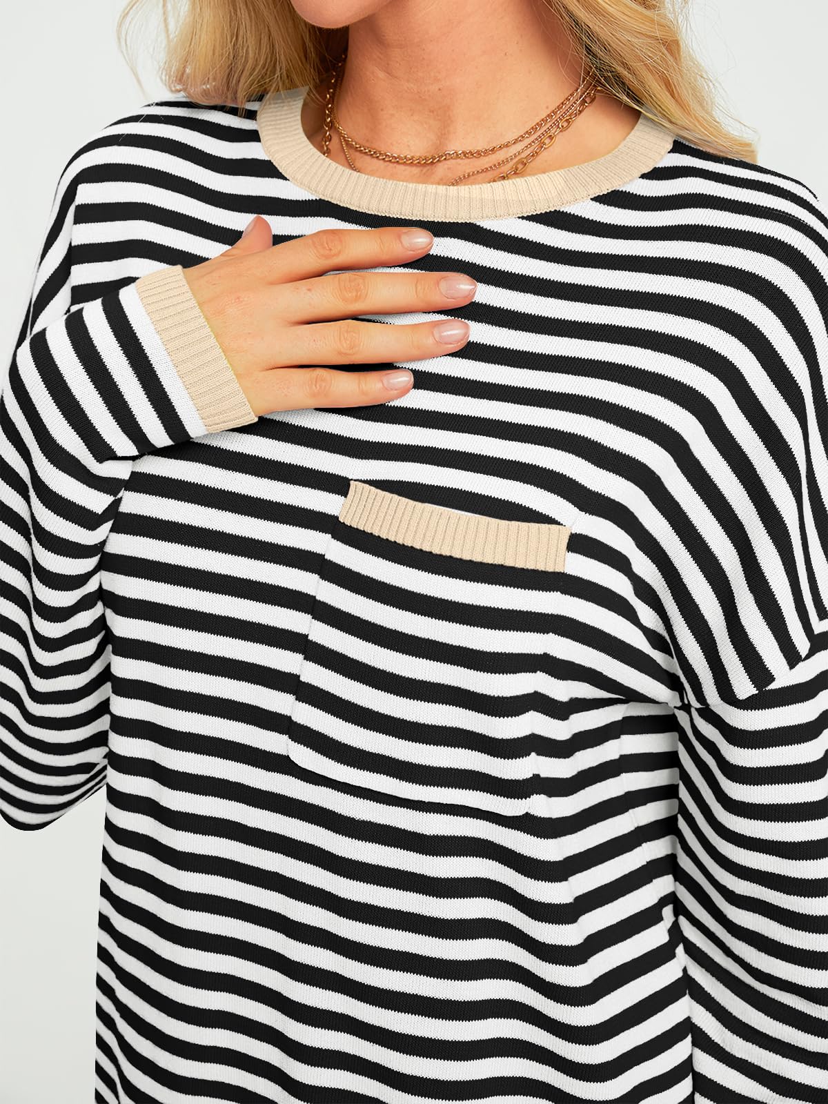 LILLUSORY Womens Sweaters 2025 Early Fall Fashion Must Have Clothes Outfits Striped Lightweight Oversized Ladies Cute Teacher Work Office Pullover Crewneck Long Sleeve Trendy Old Money Tops Clothing