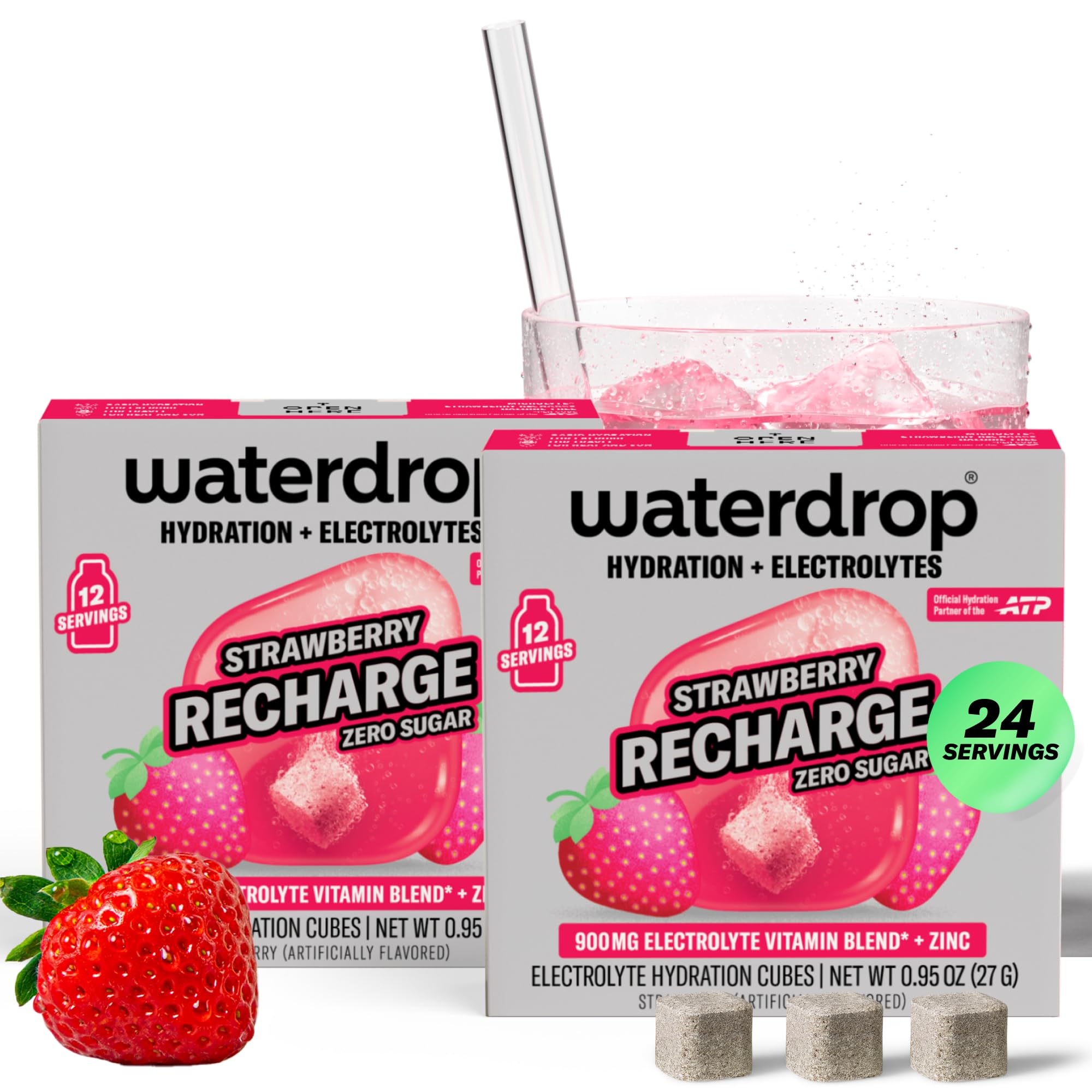 Waterdrop Microlyte Strawberry 2 Pack – Sugar-Free Electrolytes for Fitness & Hydration – 24 Drops with Magnesium, Calcium, Sodium + Zinc – Electrolyte Water Flavoring in Strawberry