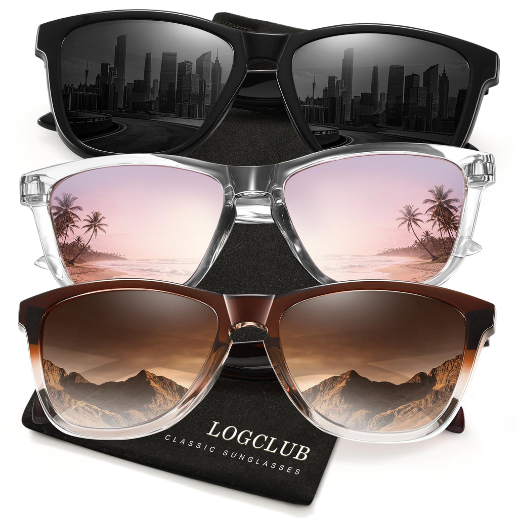 logclub Polarized Sunglasses Womens Men - Classic Retro UV Protection Driving Sun Glasses (BlackG+ChaTC+Pink)