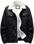 Springrain Men's Sherpa Fleece Lined Denim Jacket Warm Winter Trucker Jacket Cowboy Jean Jacket(ClassicBlack-L)