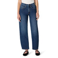 Amazon Essentials Women's Women's Low Stretch High-Rise Barrel Leg Jean, Stone Dark Wash, 10