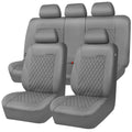 CAR PASS Quilting Faux Leather Seat Covers Full Set, Waterproof Deluxe PU Premium Auto Seat Cover, Breathable Seat Covers Universal Fit for Most Sedan SUV Van Small Truck, Airbag Compatible All Gray