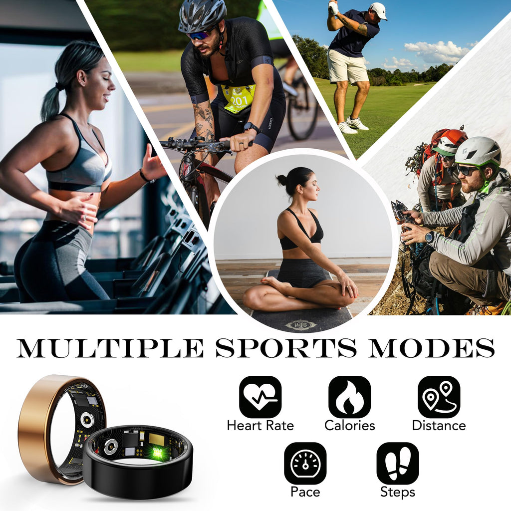 Milavan Smart Health Ring for Women Men Fitness Tracker with Heart Rate, Blood Oxygen, Blood Pressure, Sleep Monitoring, Step Counting, IP68 Waterproof for iOS and Android, No APP Fee, Rose Gold 8