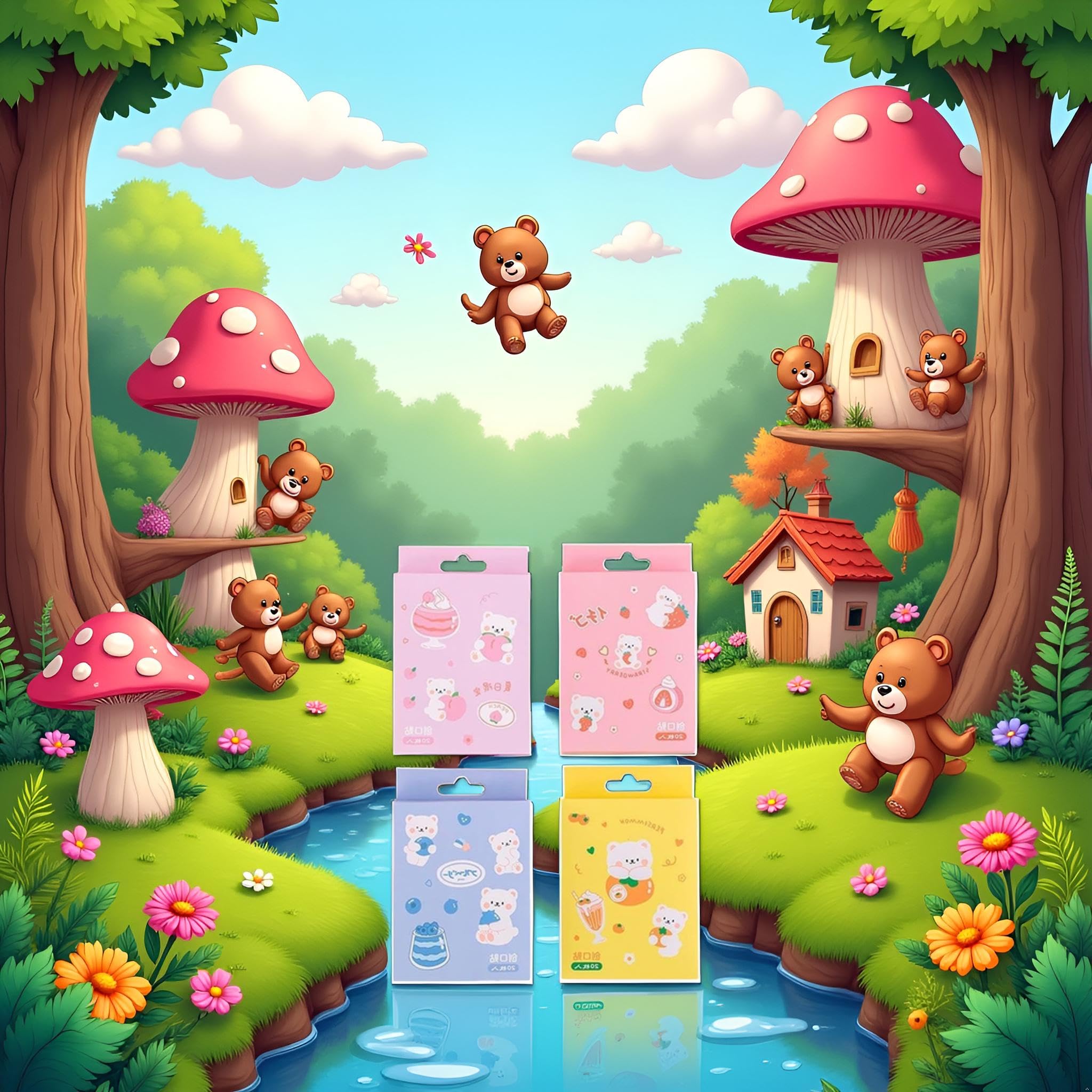 20 Pcs/Box Adhesive Bandages, Random Color Waterproof Band Aid, Cute Kids Bandages, Elastic Sticker,Cartoon Aid Patches Random Styles Adhesive Health and Household Bandaging Supplies
