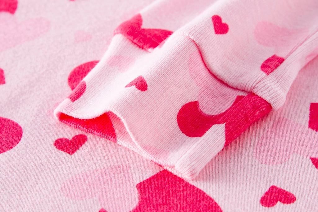 Family Feeling Little Girls Pajamas Valentines Day Long Sleeve Love Cotton Pyjamas Pink Kid Pjs Size 5