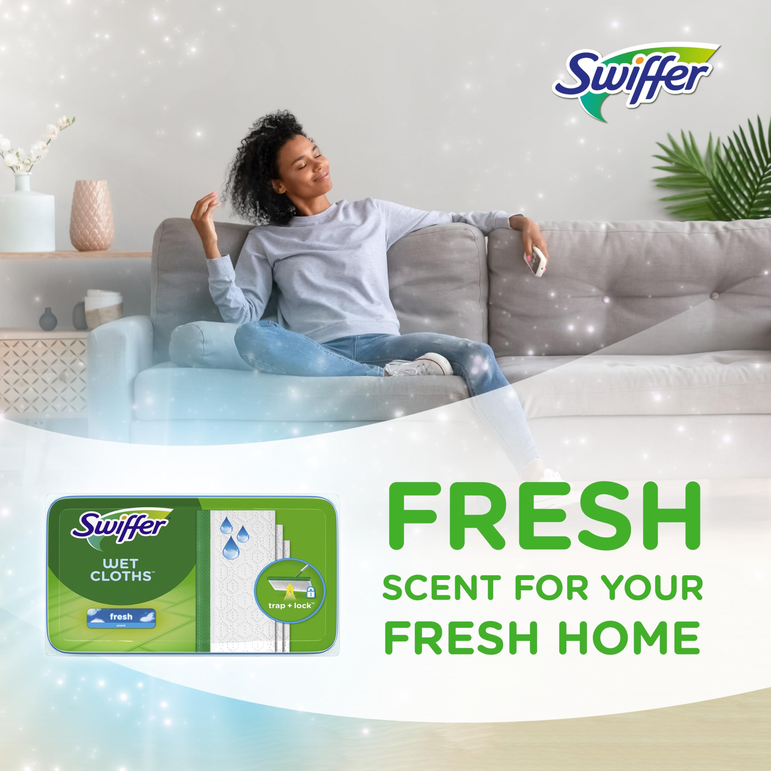 Swiffer Sweep + Mop, Wet Pads Refill, Floor Cleaner for Dirt, Dust, Hair, Cleaning Cloths for Mopping Home, Bathroom, Kitchen, All Purpose Multi-Surface Floor Wipes, Fresh, 24ct