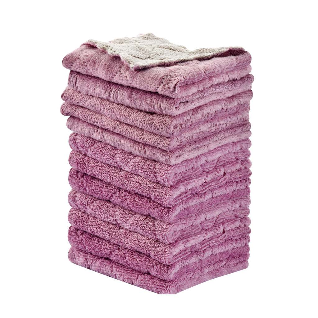 OstWony 12PCS Kitchen Towels Dish Towels, Multipurpose Reusable Dish Cloths, Double-Sided Microfiber Cleaning Rags for Furniture, Tea, Bowl, 10x 6 inch