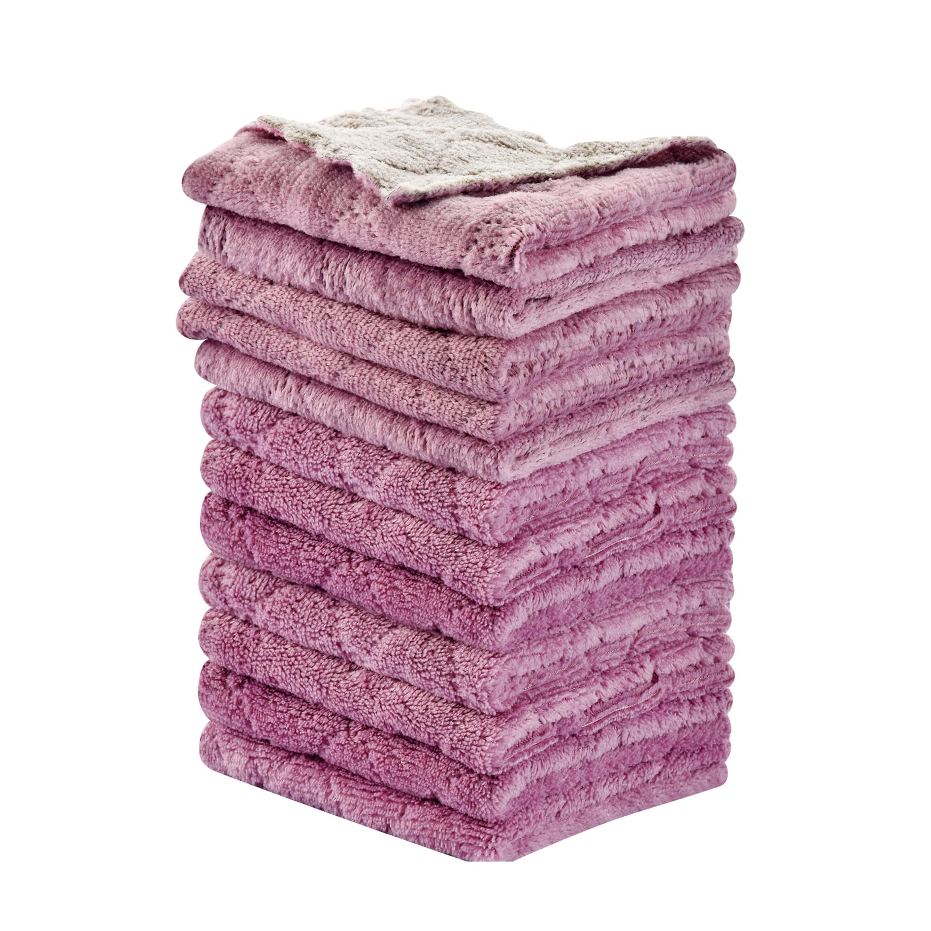 OstWony 12PCS Kitchen Towels Dish Towels, Multipurpose Reusable Dish Cloths, Double-Sided Microfiber Cleaning Rags for Furniture, Tea, Bowl, 10x 6 inch