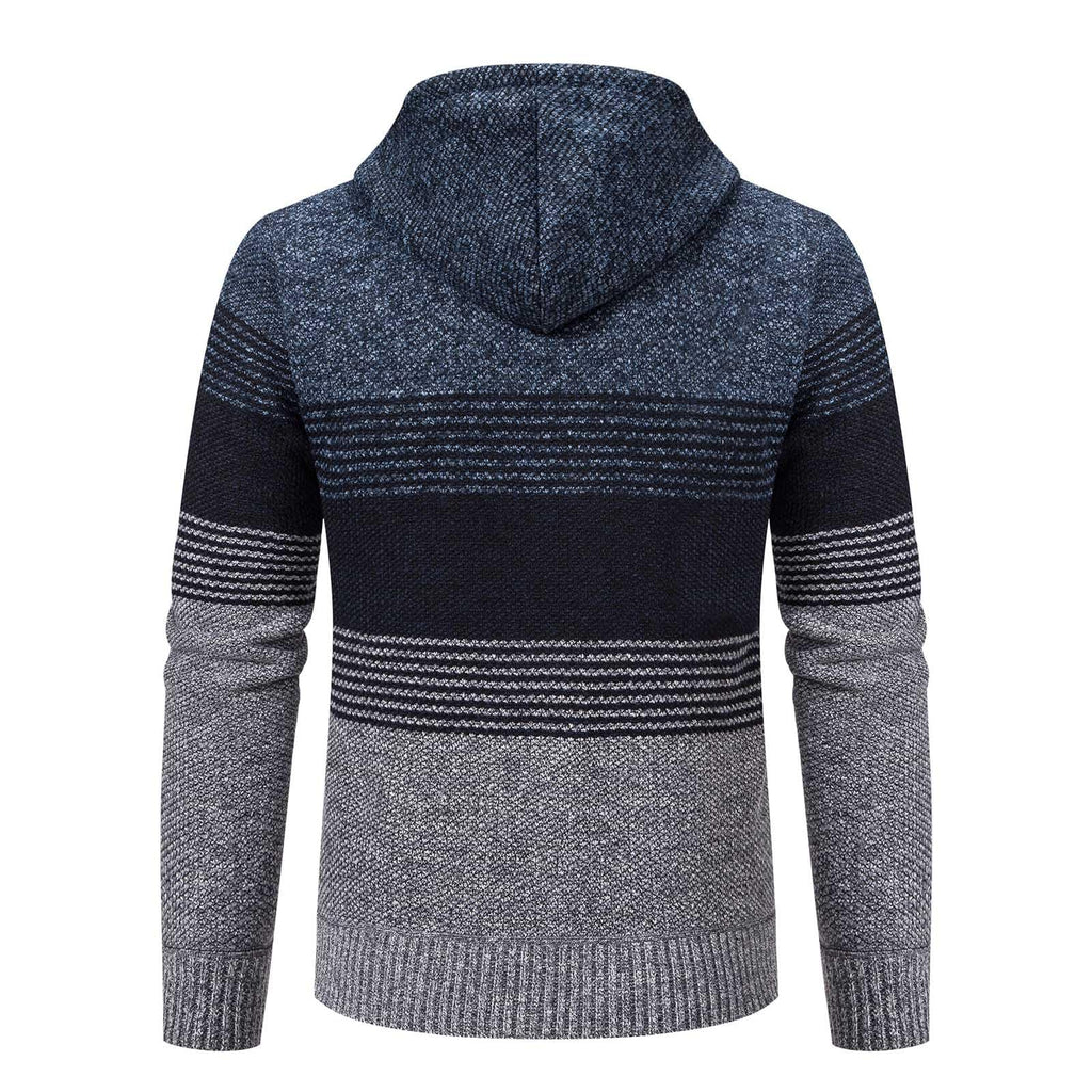 Mylldey Mens Hoodies Knit Sweater, Full Zip Fleece Lined Cardigan Sweaters Casual Regular Fit Knit Hooded Men Sweater Jacket(Blue, S)