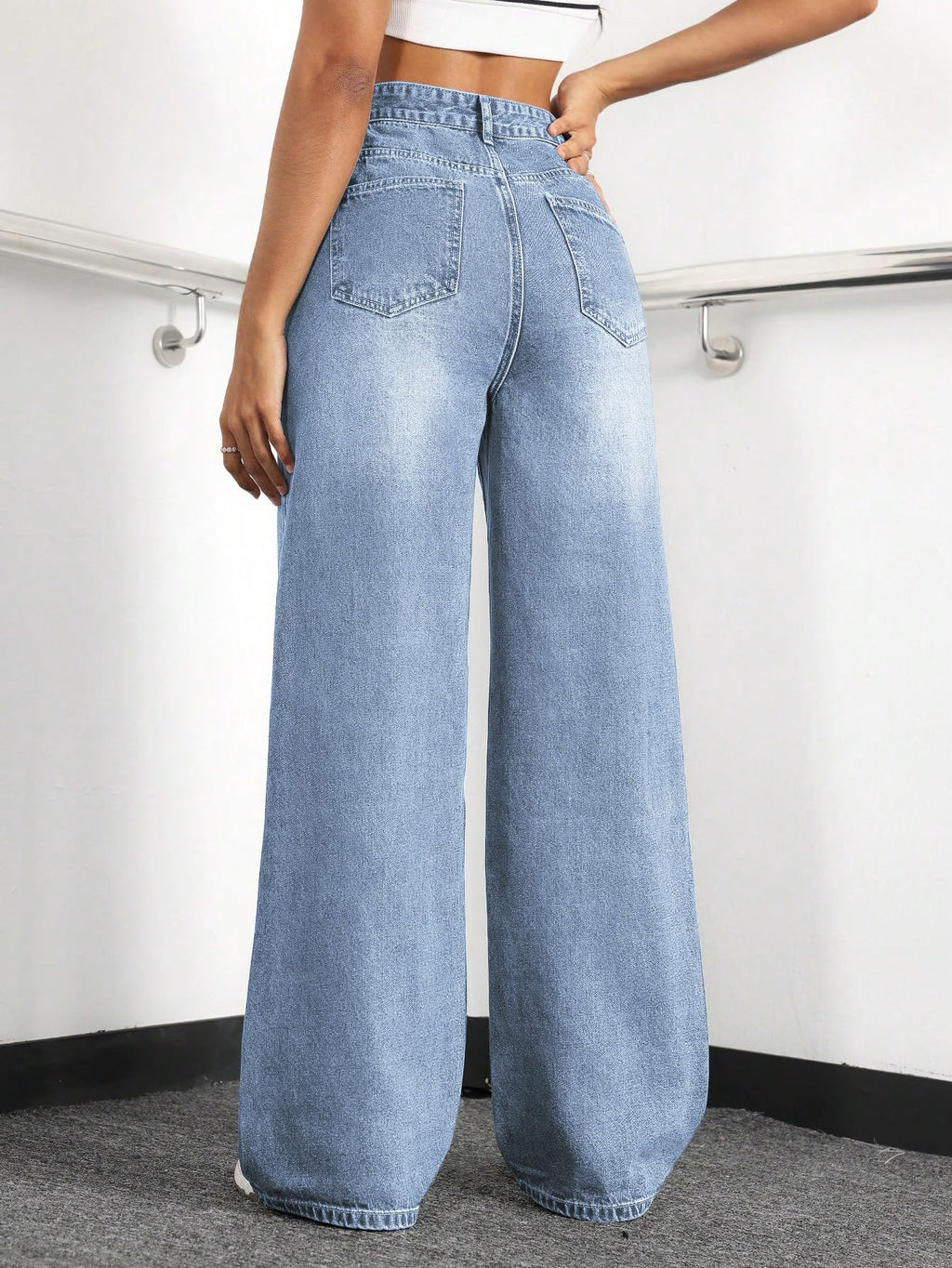 Mars power Straight Leg Jeans for Women,High Waisted Wide Leg Loose Stretchy Boyfriend Denim Pants Baggy Jeans for Women (US, Alpha, Medium, Regular, Regular, Lightblue)