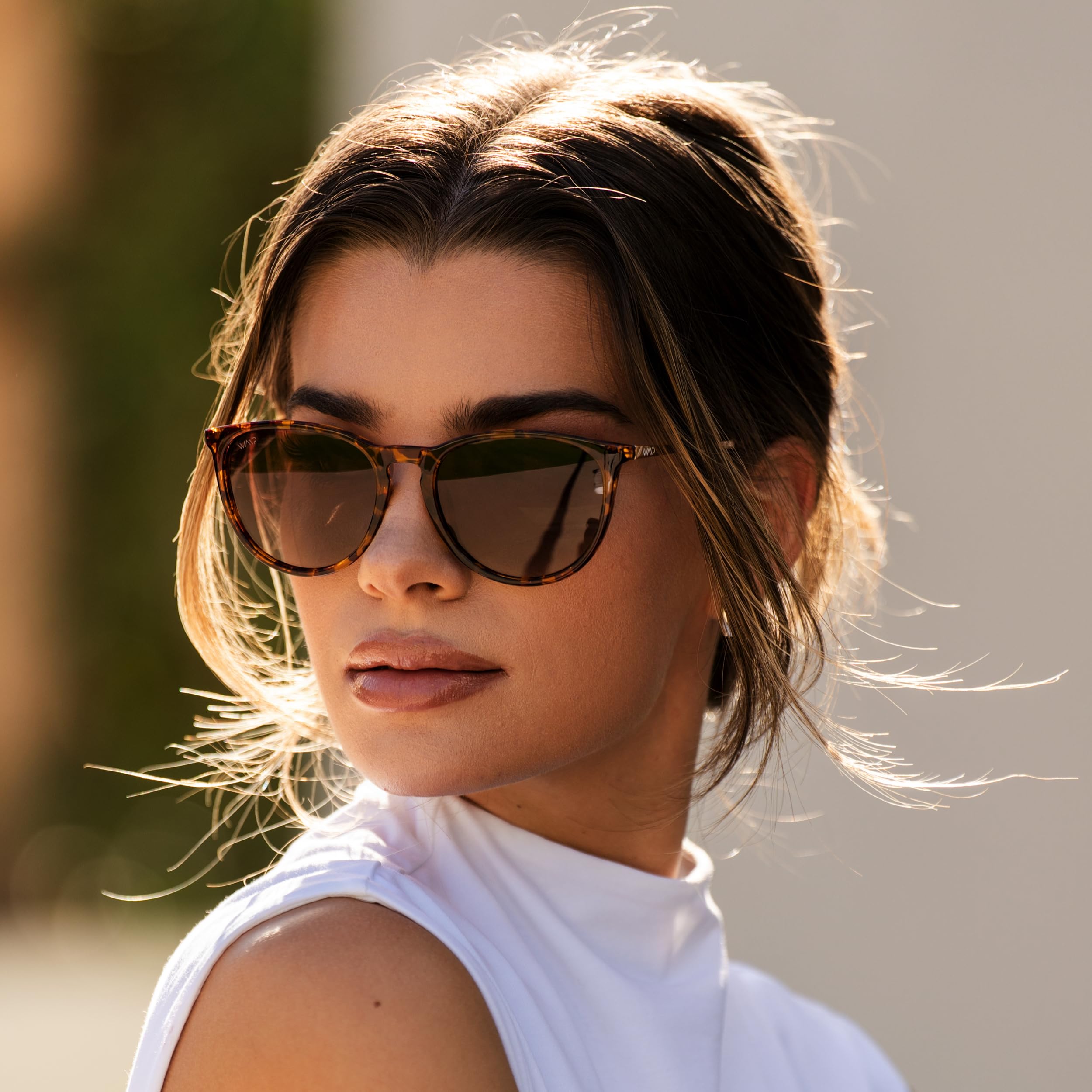 WearMe Pro Round Polarized Sunglasses for Women - UV400 Protection, Lightweight Tortoise Shell Frame, Vintage Retro Designer Style (Tortoise Frame/Brown Lens)