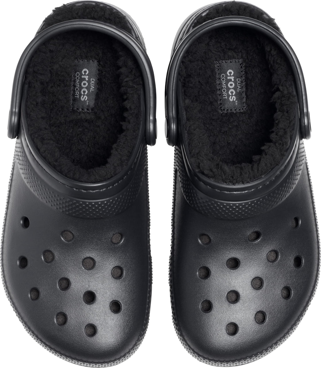 Crocs Unisex Adult Men's and Women's Classic Lined | Fuzzy Slippers Clog, Black/Black, 9 Women 7 Men US
