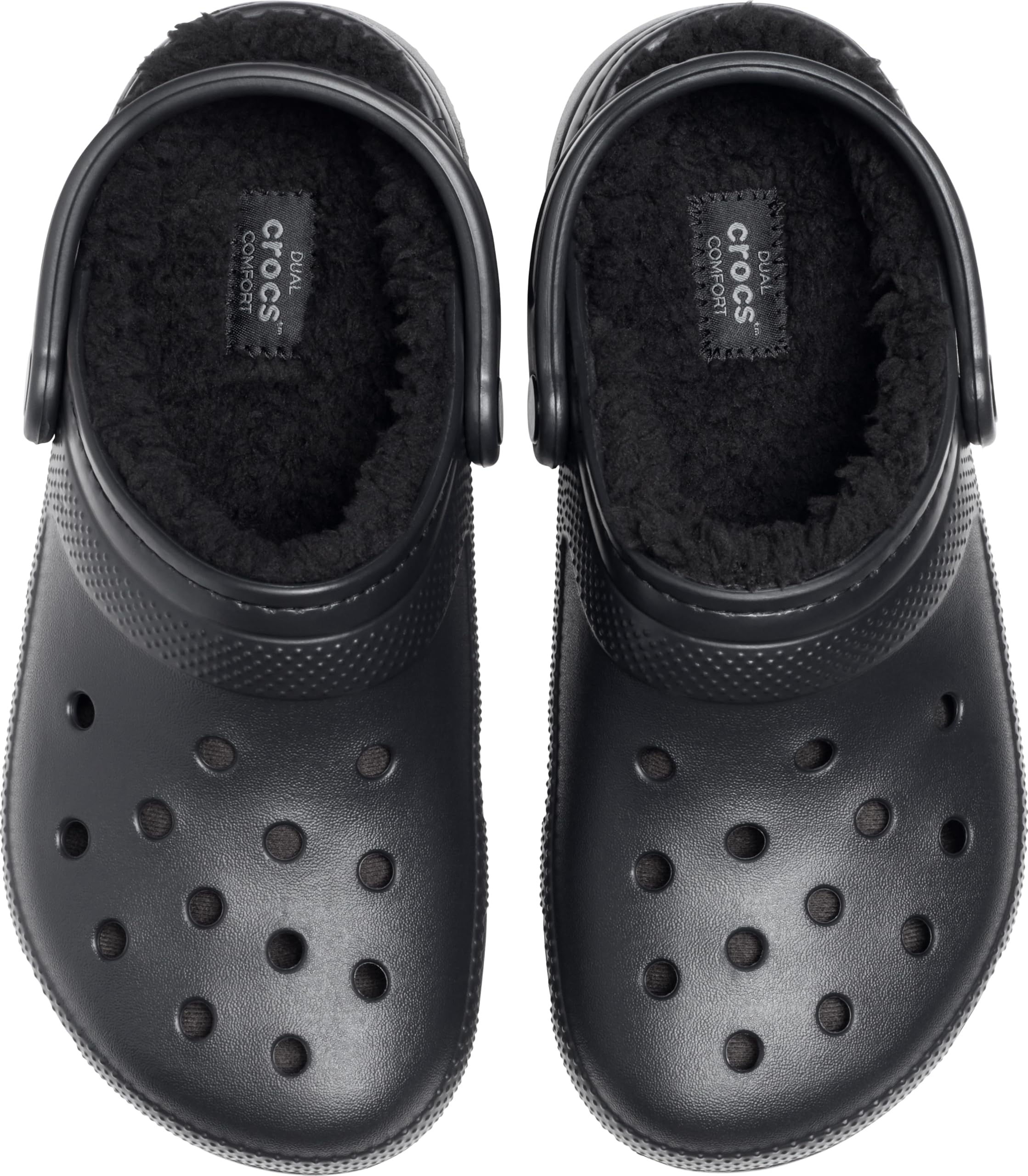 Crocs Unisex Adult Men's and Women's Classic Lined | Fuzzy Slippers Clog, Black/Black, 9 Women 7 Men US