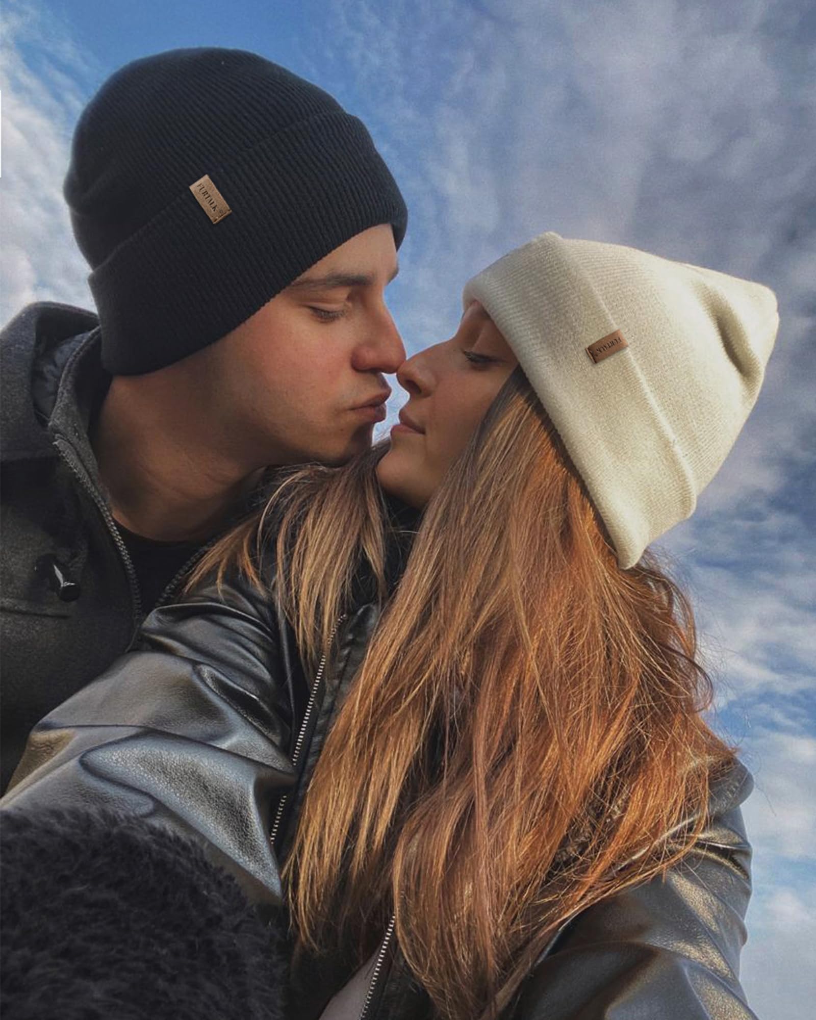 FURTALK Beanie for Men Women Cuffed Thick Knitted Unisex Winter Hat Beanies Skull Cap Gifts for Men Black